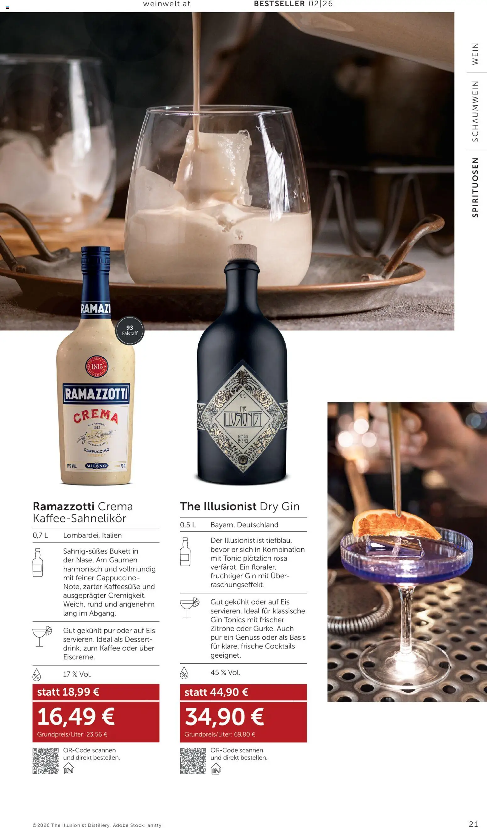 Interspar Wein Welt gültig ab 05.02.2026 | Seite: 21 | Produkte: Gin, Eis, Zitrone, Creme
