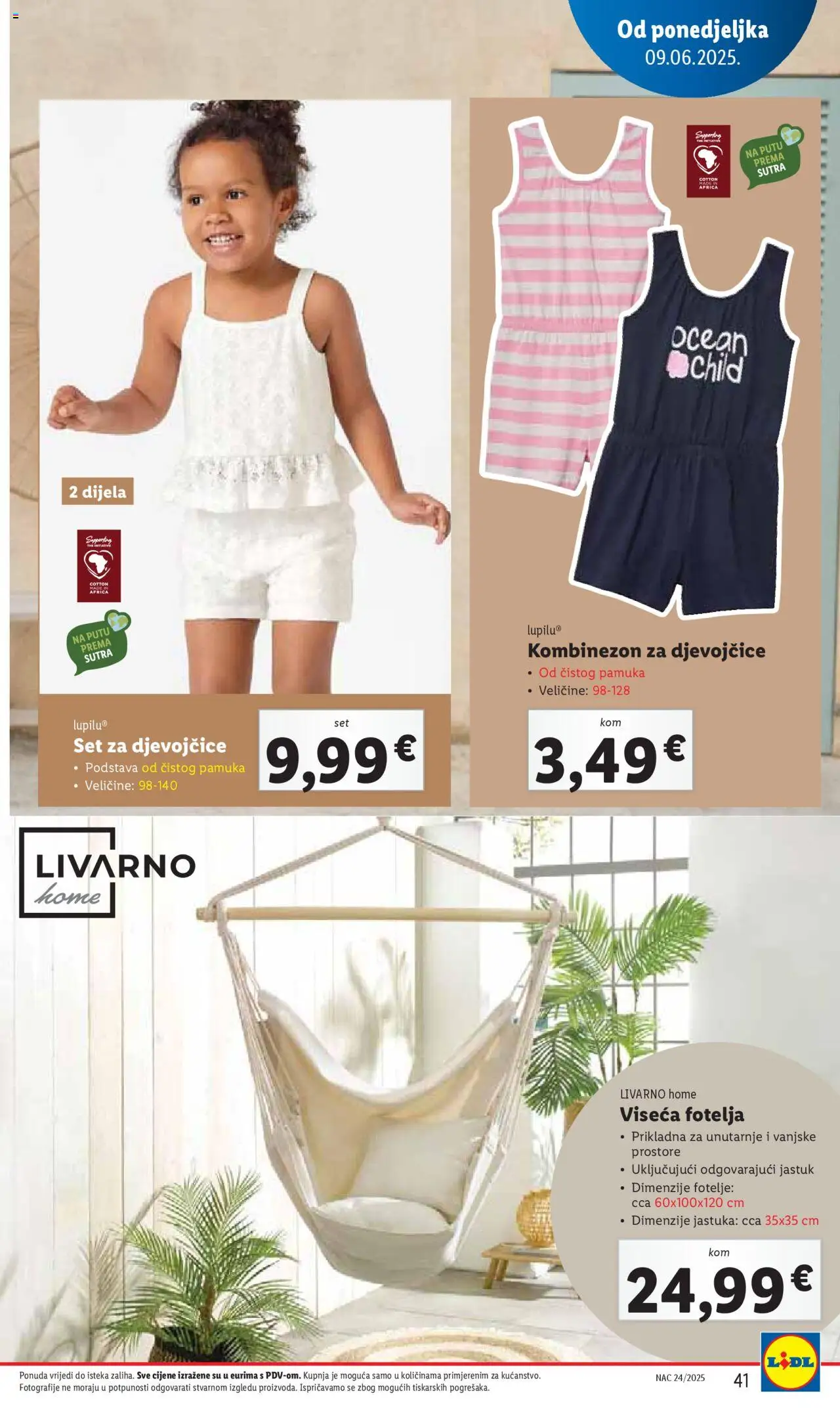 Lidl katalog | vrijedi od 09.06.2025 | Stranica: 41 | Proizvodi: Jastuk, Fotelja, Kombinezon