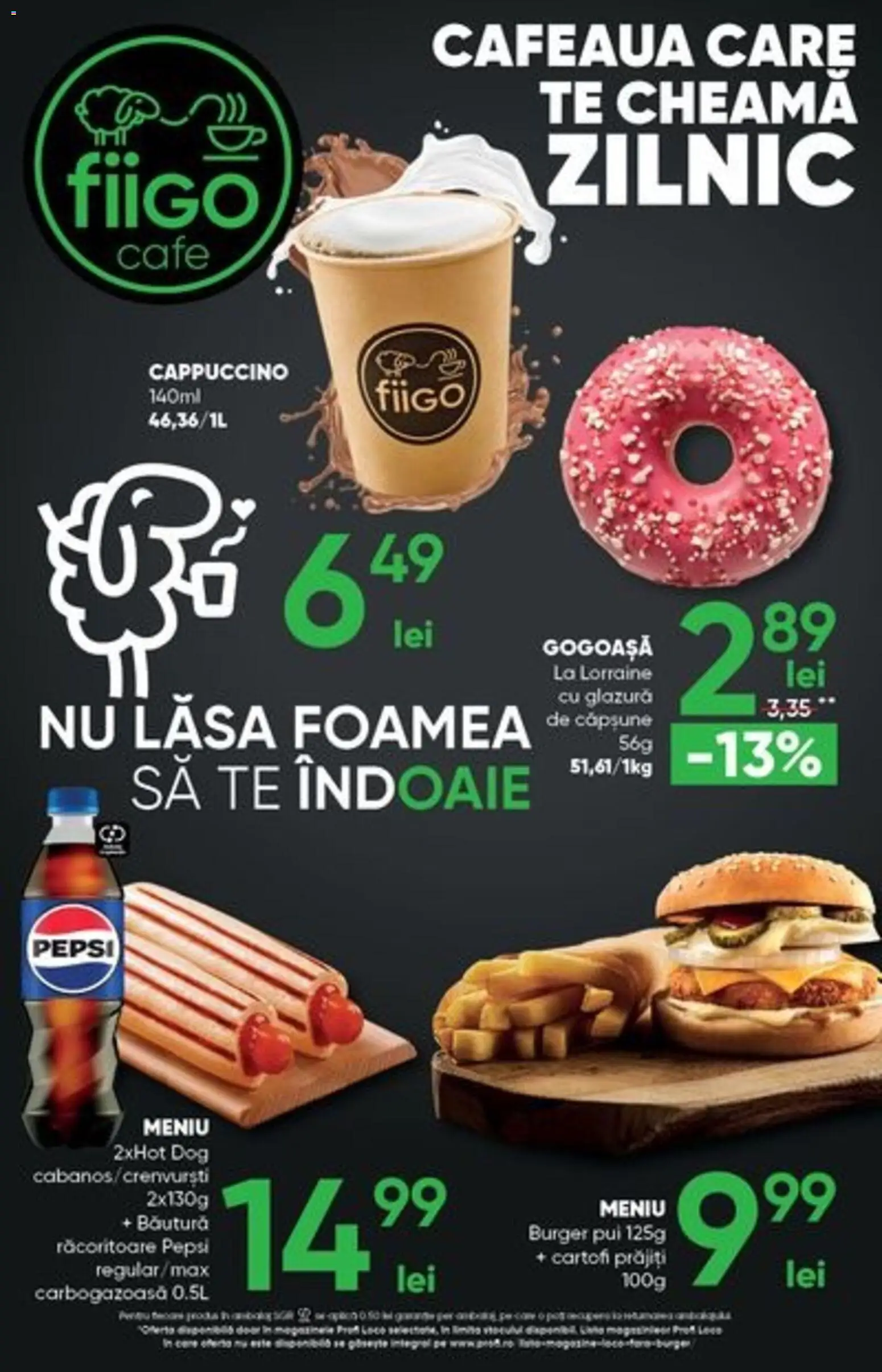 Noul catalog Profi – valabil de la 15.04.2026 | Pagină: 15 | Produse: Divan, Hacıyatmaz Kedi Oyuncağı, Burger, Cartofi