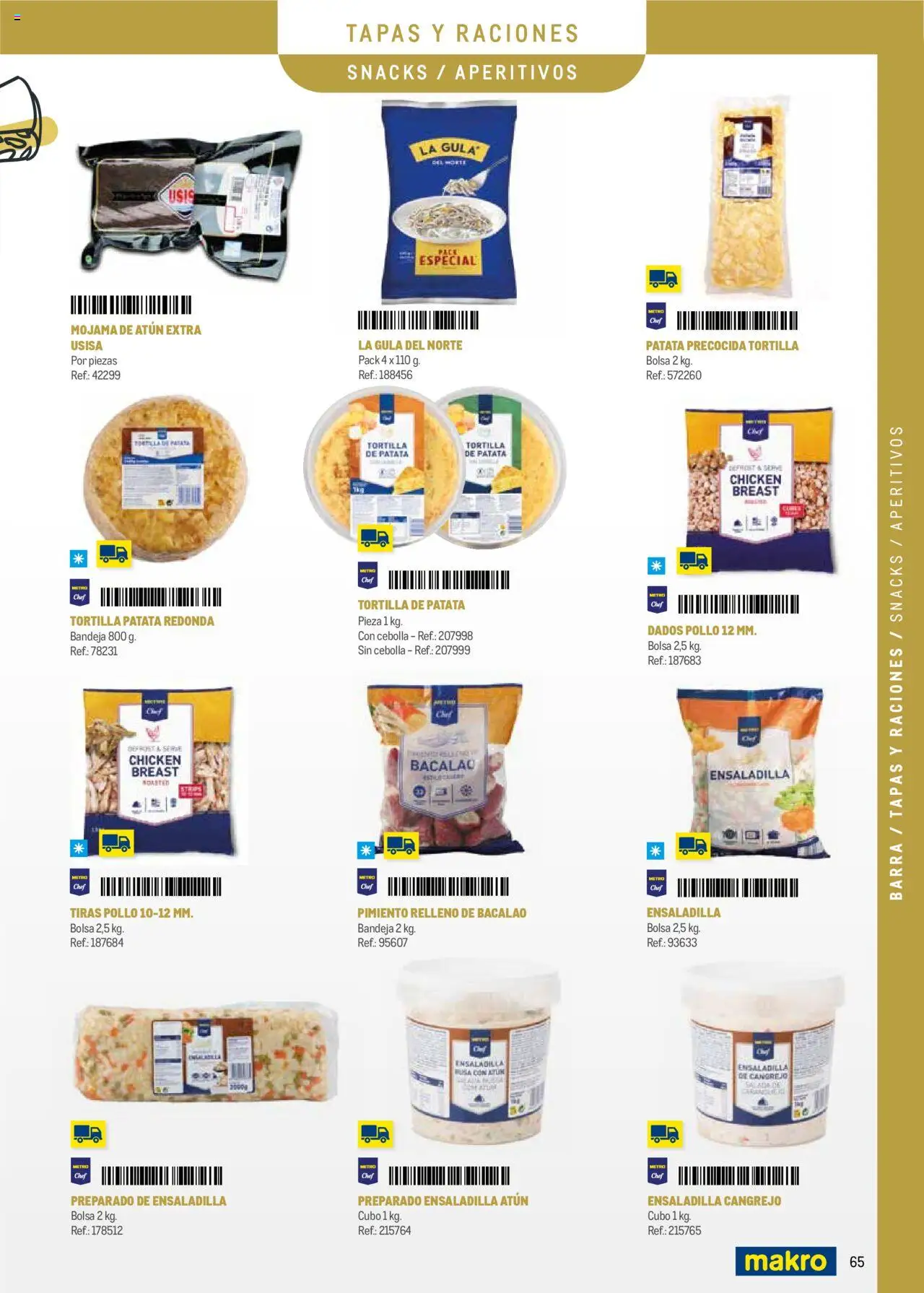 Makro - Menú y Barra Península │ válido desde el 08.09.2025 | Página: 65 | Productos: Ensaladilla, Κάδος απορρυμάτων, Bolsa, Bandeja