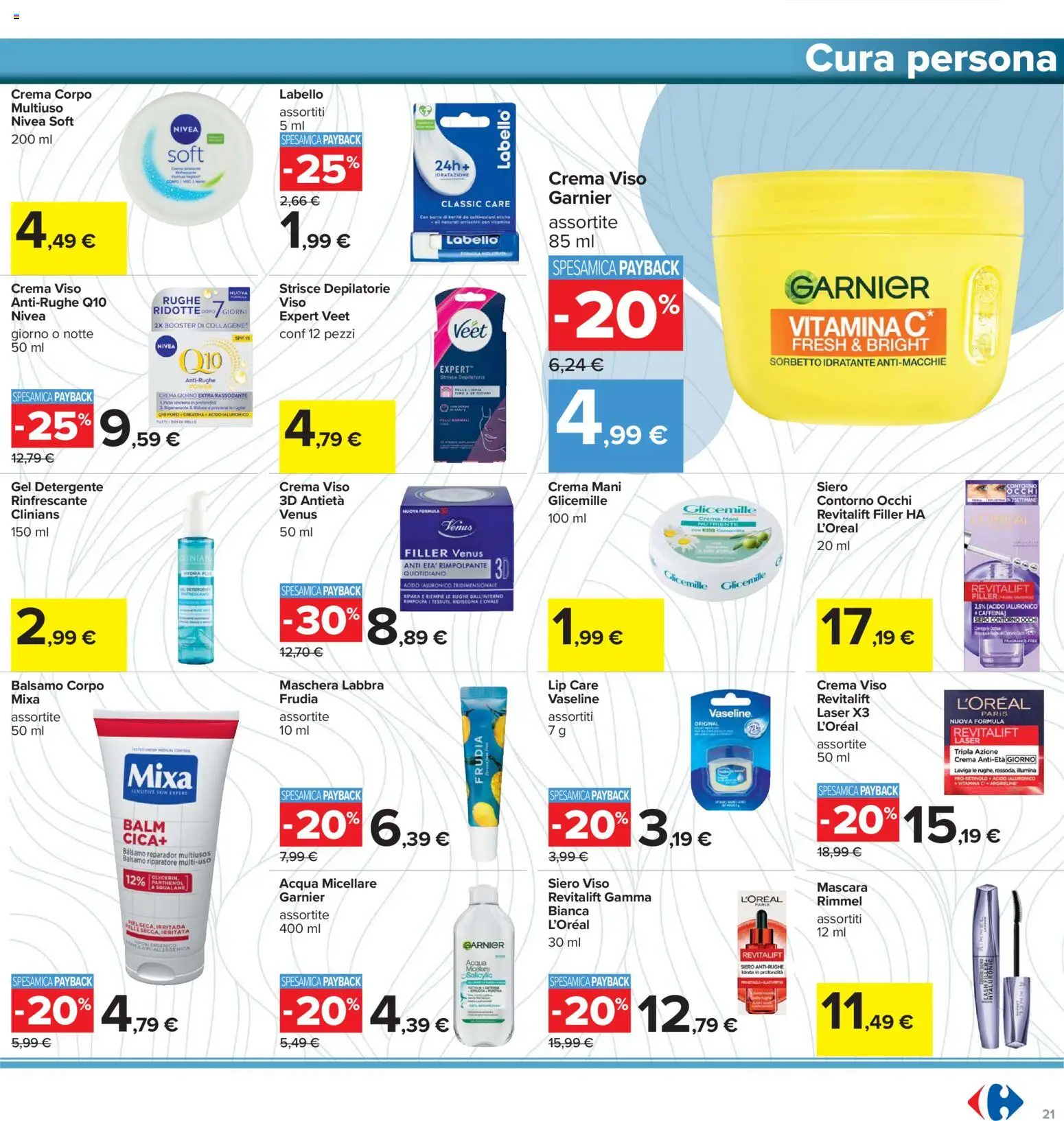 Volantino Carrefour del 15.01.2026 | Pagina: 21 | Prodotti: Crema, Crema viso, Sorbetto, Acqua