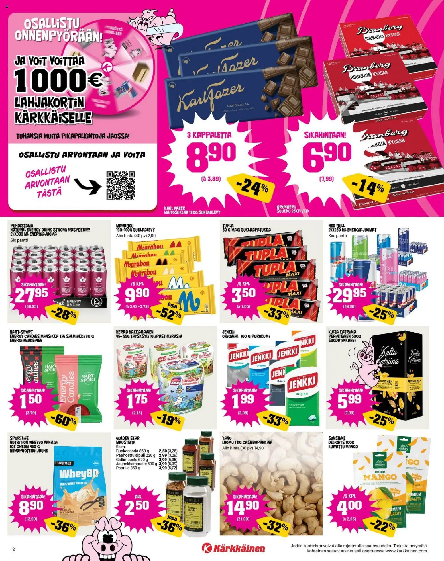 Kärkkäinen tarjoukset – voimassa 08.04.2026 alkaen | Sivu: 2 | Tuotteet: Paahdettu sipuli, Paprika, Energiajuoma, Purukumi