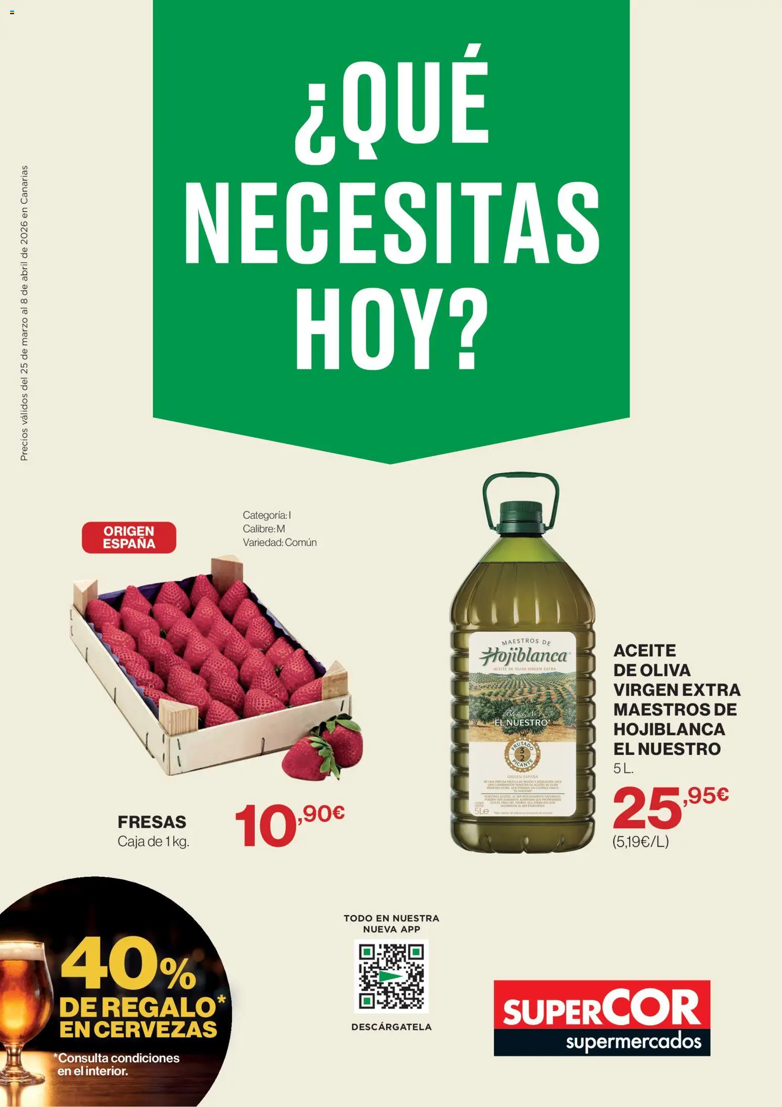 Supercor Canarias │ válido desde el 25.03.2026 | Página: 1 | Productos: Fresas, Aceite de oliva, Aceite de oliva virgen extra, Caja