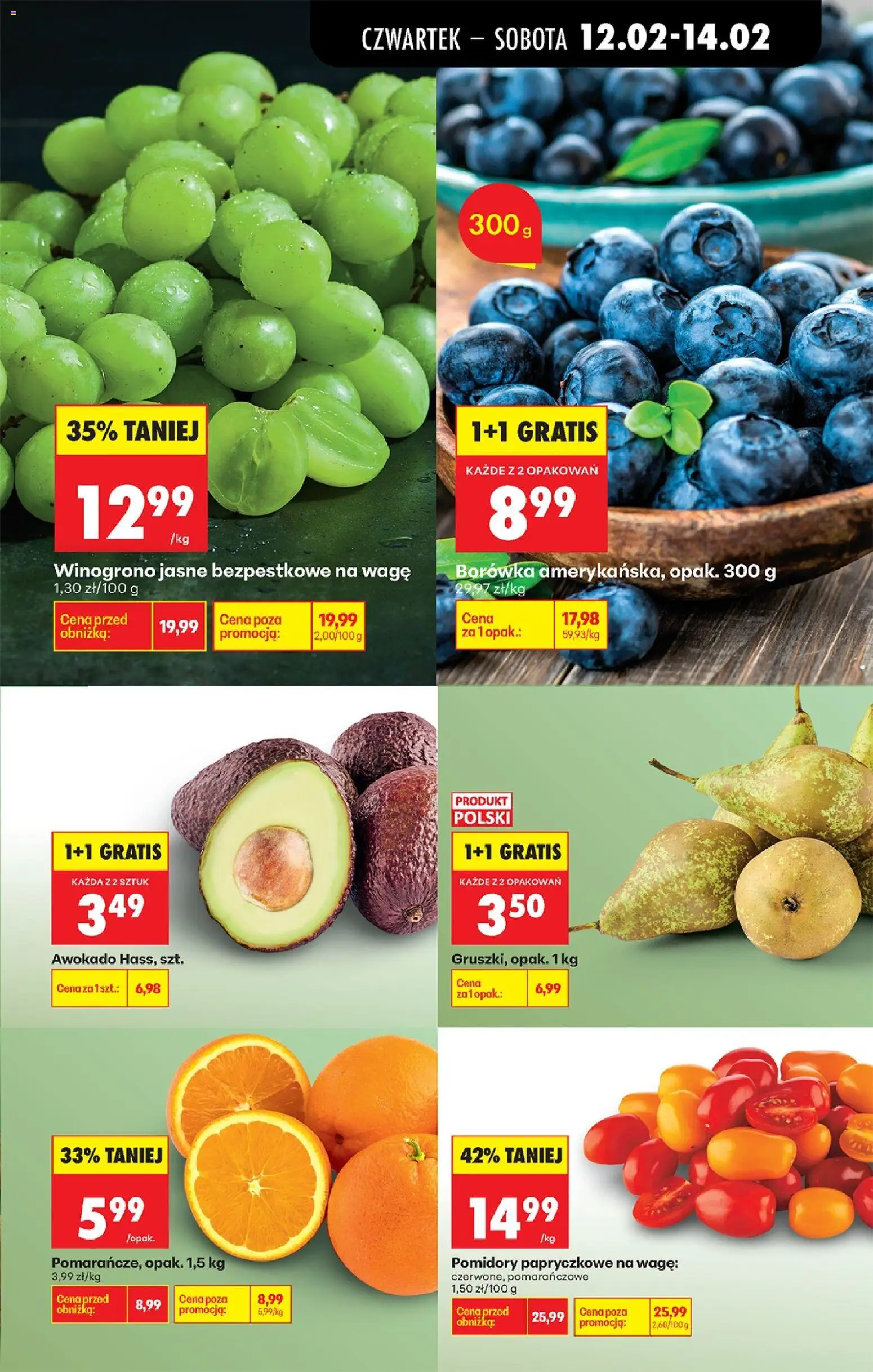Biedronka gazetka - Oferta w tym tygodniu od 12.02.2026 | Strona: 35 | Produkty: Winogrono, Pomidory, Awokado, Pomidory papryczkowe