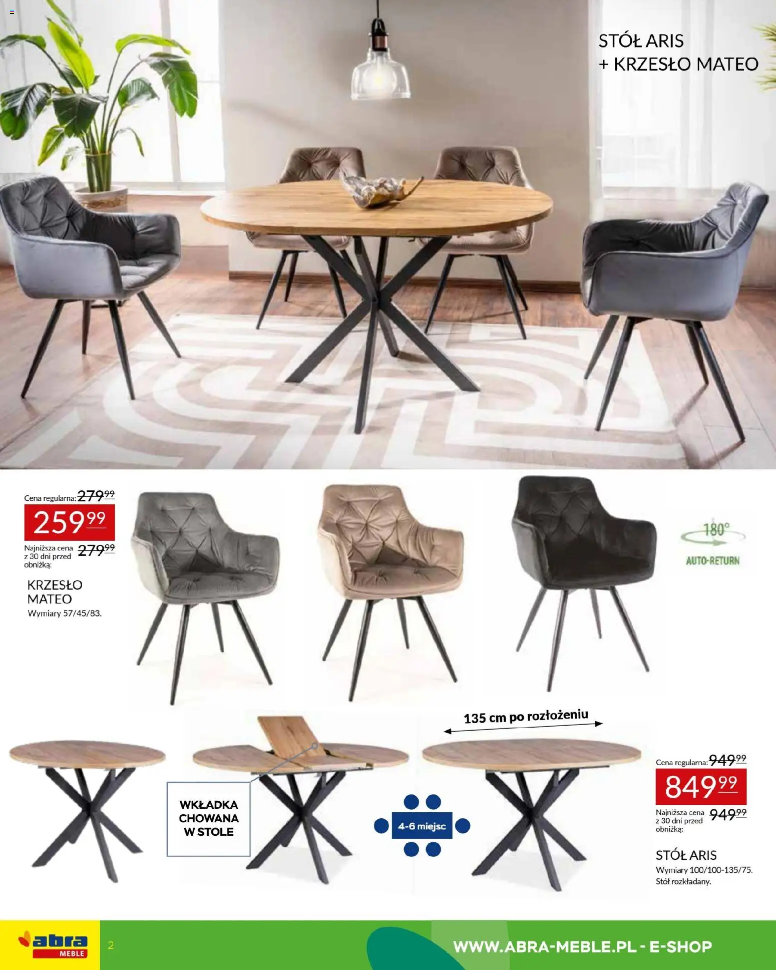 Abra meble gazetka od 12.03.2026 | Strona: 2 | Produkty: Stół, Krzesło