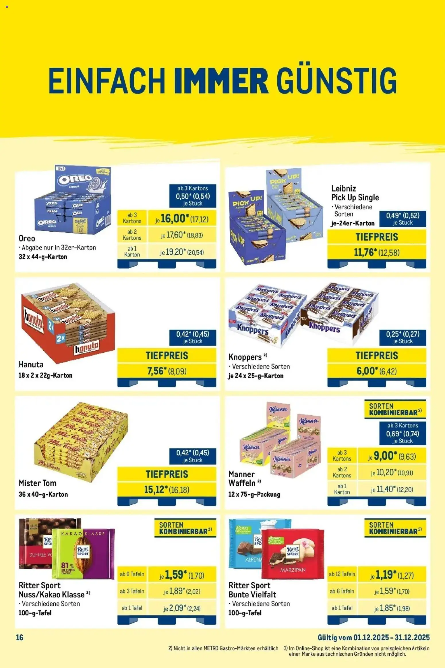 Metro - Wochenangebote Händler – gültig ab 01.12.2025 | Seite: 26 | Produkte: Ritter sport, Waffeln, Knoppers