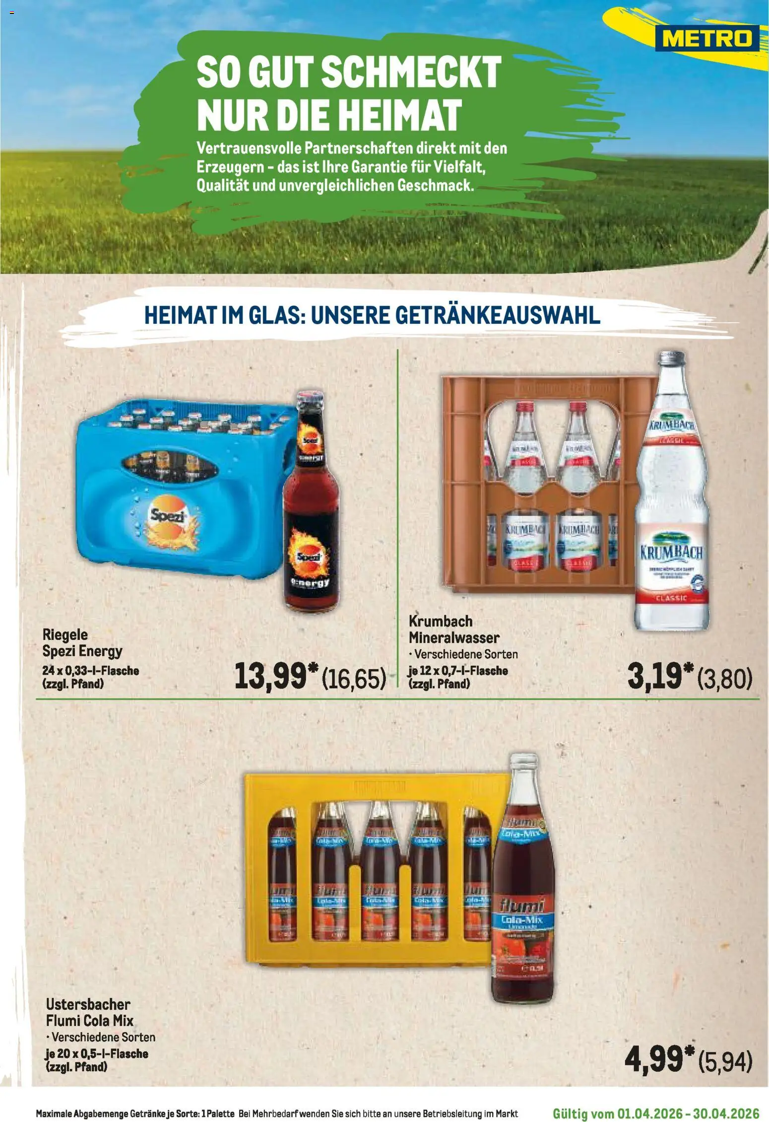 Metro Regionaler Flyer – gültig ab 01.04.2026 | Seite: 99 | Produkte: Cola, Energy, Mineralwasser