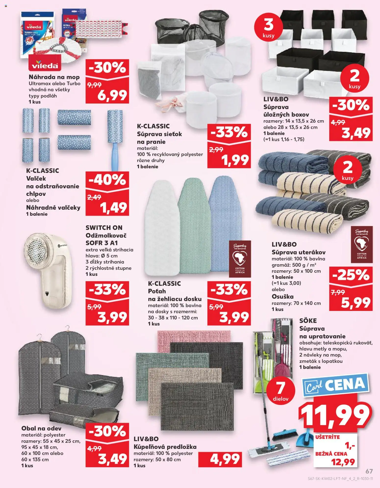 Nové Kaufland akcie – leták je platný od 08.01.2026 | Strana: 67 | Produkty: Odžmolkovač, Mop, Osuška