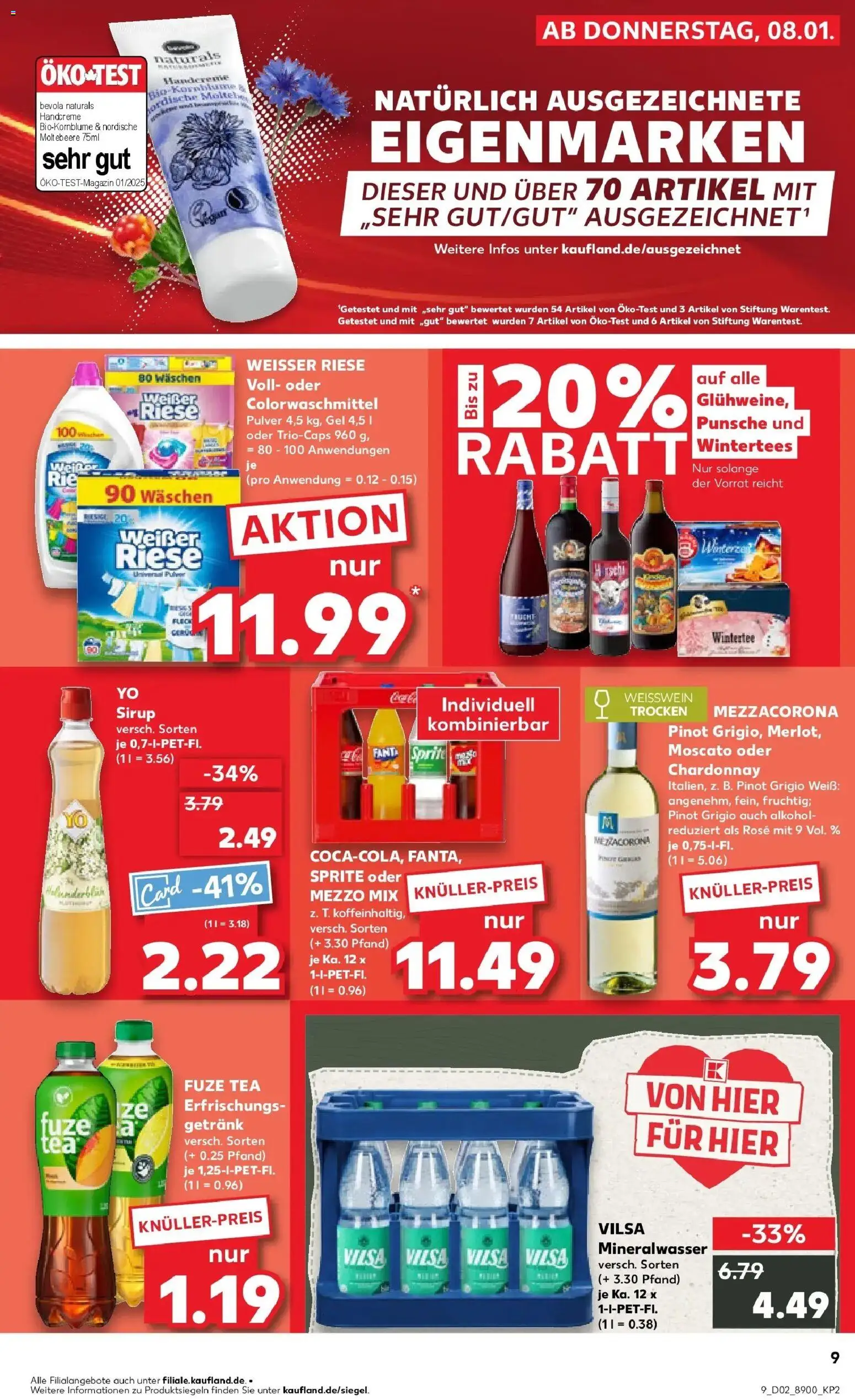 Kaufland prospekt Osnabrück	 – gültig ab 08.01.2026 | Seite: 9 | Produkte: Sprite, Weißwein, Sirup, Mineralwasser