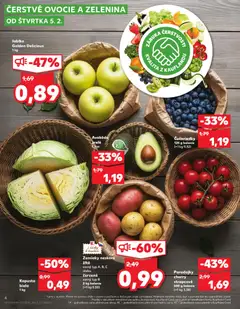 Kaufland leták platný od 05.02.2026 | Strana: 4 | Produkty: Apple, Čučoriedky, Avokádo, Ovocie