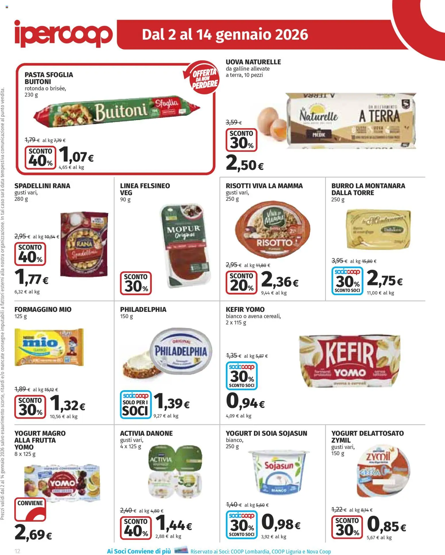 Volantino Ipercoop del 02.01.2026 | Pagina: 12 | Prodotti: Uova, Pasta sfoglia, Burro, Data