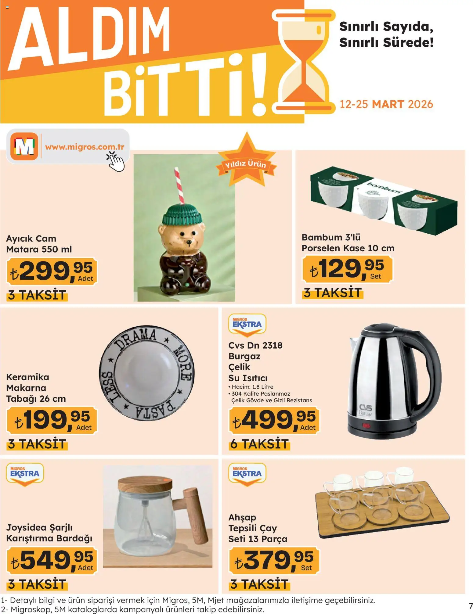 Migros Katalog - Migros Jet Dijital - 12.03.2026 tarihinden itibaren geçerlidir | Sayfa: 7 | Ürünler: Su ısıtıcı, Çay, Makarna, Su