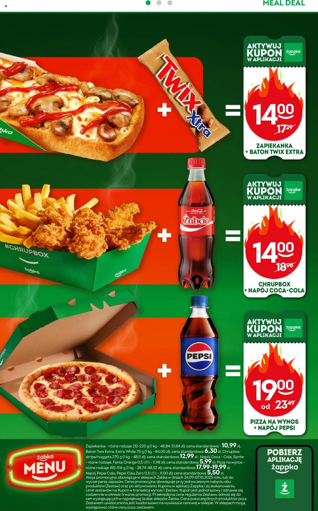 Żabka Gazetka od 24.09.2025 | Strona: 46 | Produkty: Naleśniki z jabłkami, Pierogi, Pizza, Sałatka