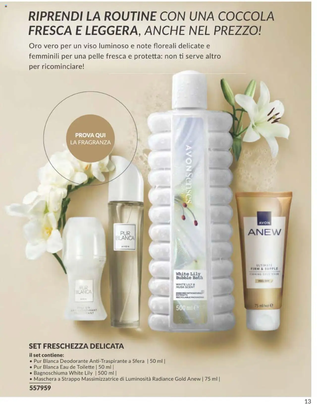 Volantino Avon del 01.09.2025 | Pagina: 13 | Prodotti: Maschera, Bagnoschiuma, Deodorante, Antitraspirante