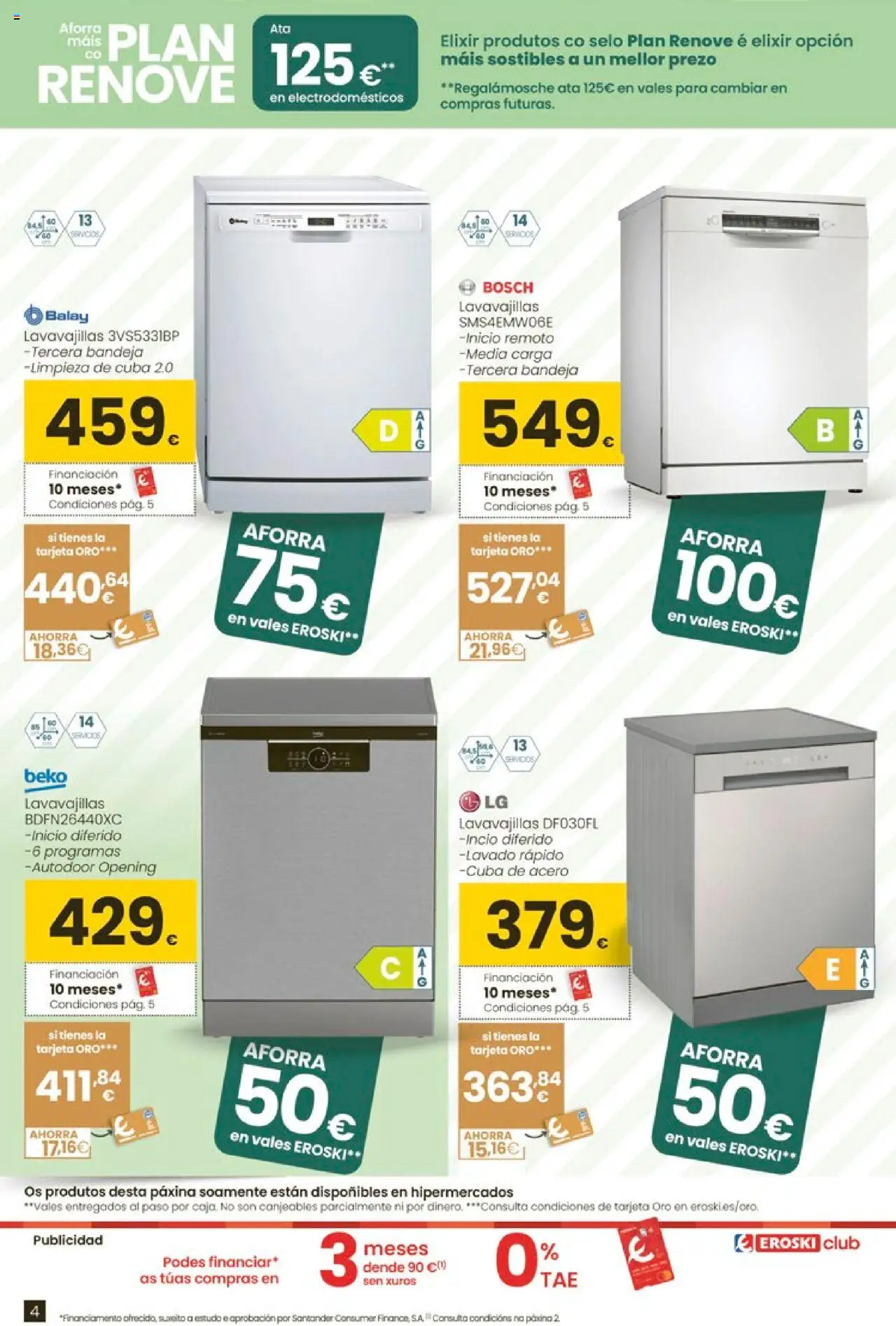 Eroski - Ahorra más con el Plan Renove │ válido desde el 18.09.2025 | Página: 4 | Productos: Lavavajillas, Bandeja