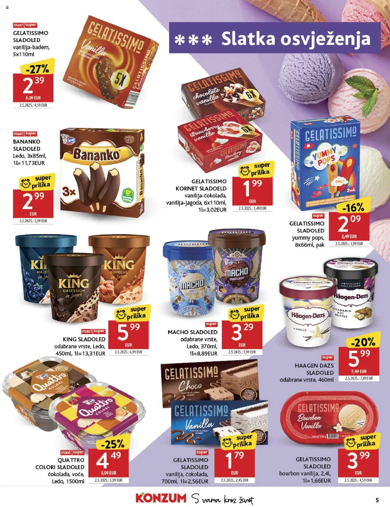 Konzum HR akciós ujság - amely érvényes a következő dátumtól: 13.08.2025 | Oldal: 5 | Termékek: Bourbon, Haagen dazs