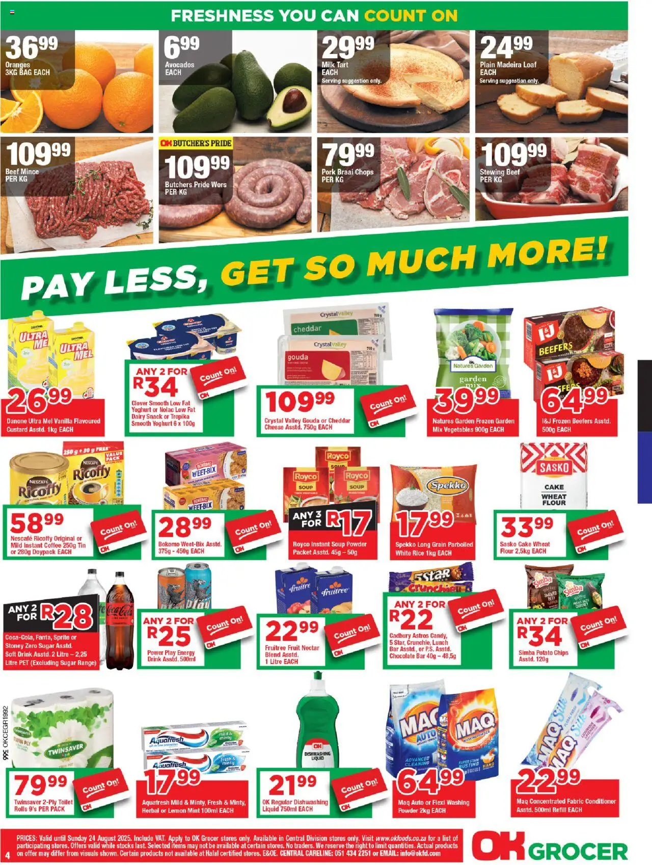 OK Foods Northen Cape - OK Grocer │ valid from 13.08.2025 | Page: 4 | Products: Chocolate, Sprite, Chips, Washing powder