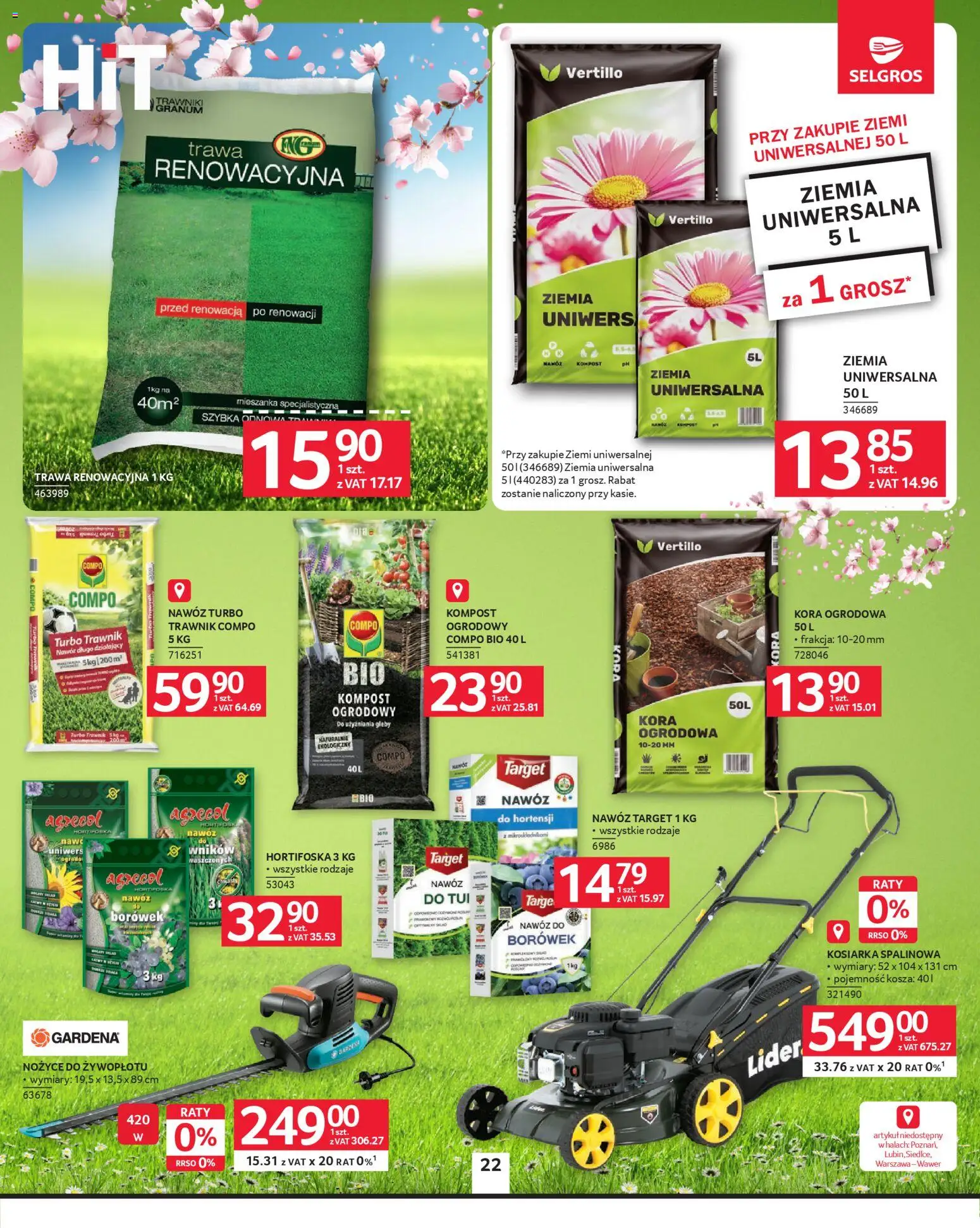 Selgros cash&carry gazetka - Oferta przemysłowa od 23.04.2026 | Strona: 24 | Produkty: Ziemia uniwersalna, Kosiarka, Ziemia, Nożyce do żywopłotu