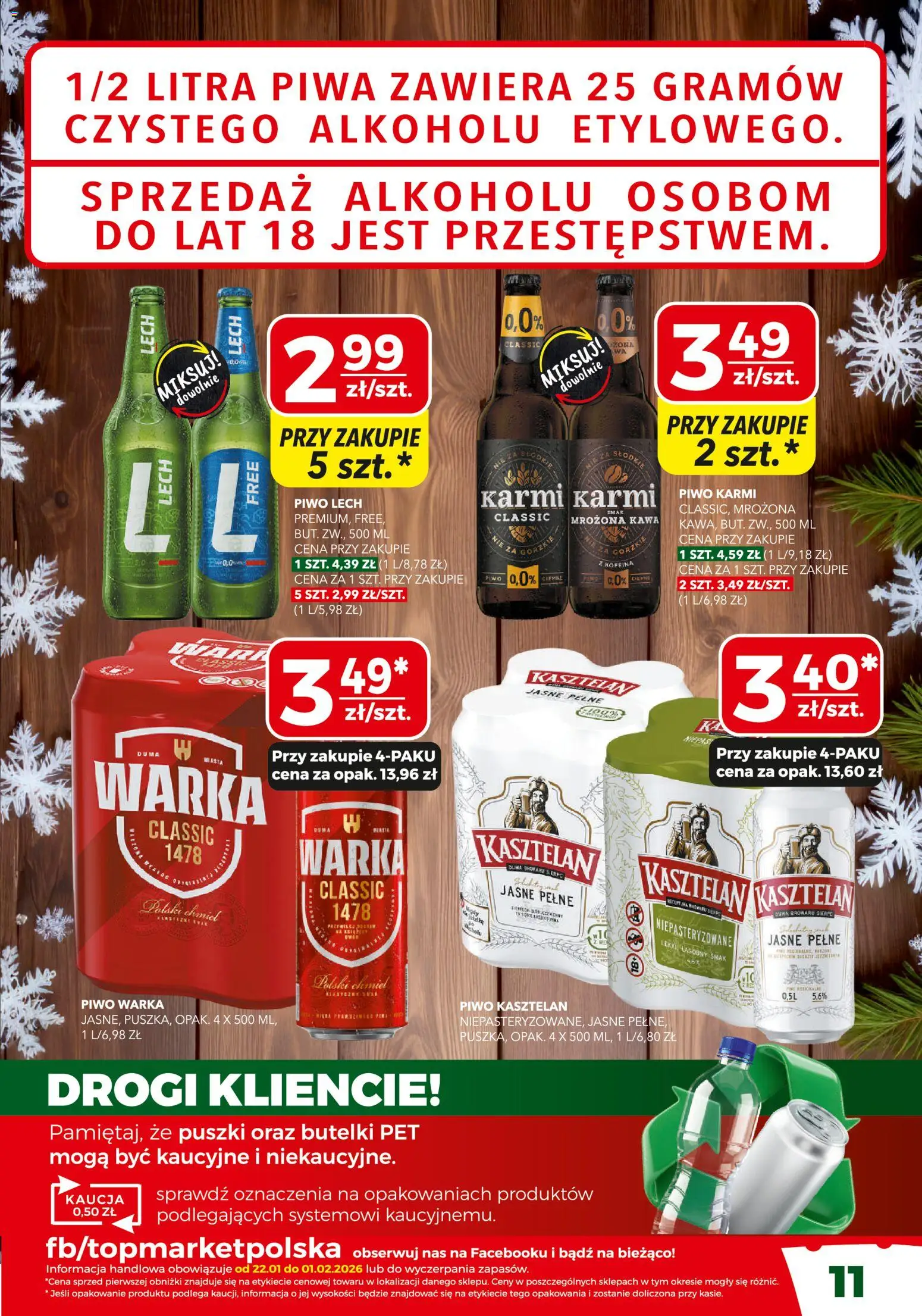 Top Market Gazetka od 22.01.2026 | Strona: 11 | Produkty: Warka, Piwo Warka, Kawa, Piwo