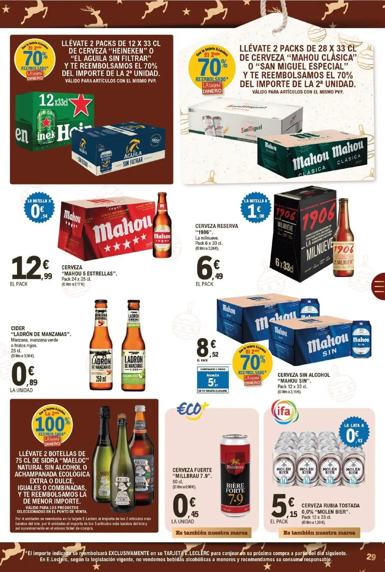 E.Leclerc folleto │ válido desde el 15.12.2025 | Página: 29 | Productos: Cerveza sin alcohol, Manzanas, Té, Σπανάκι