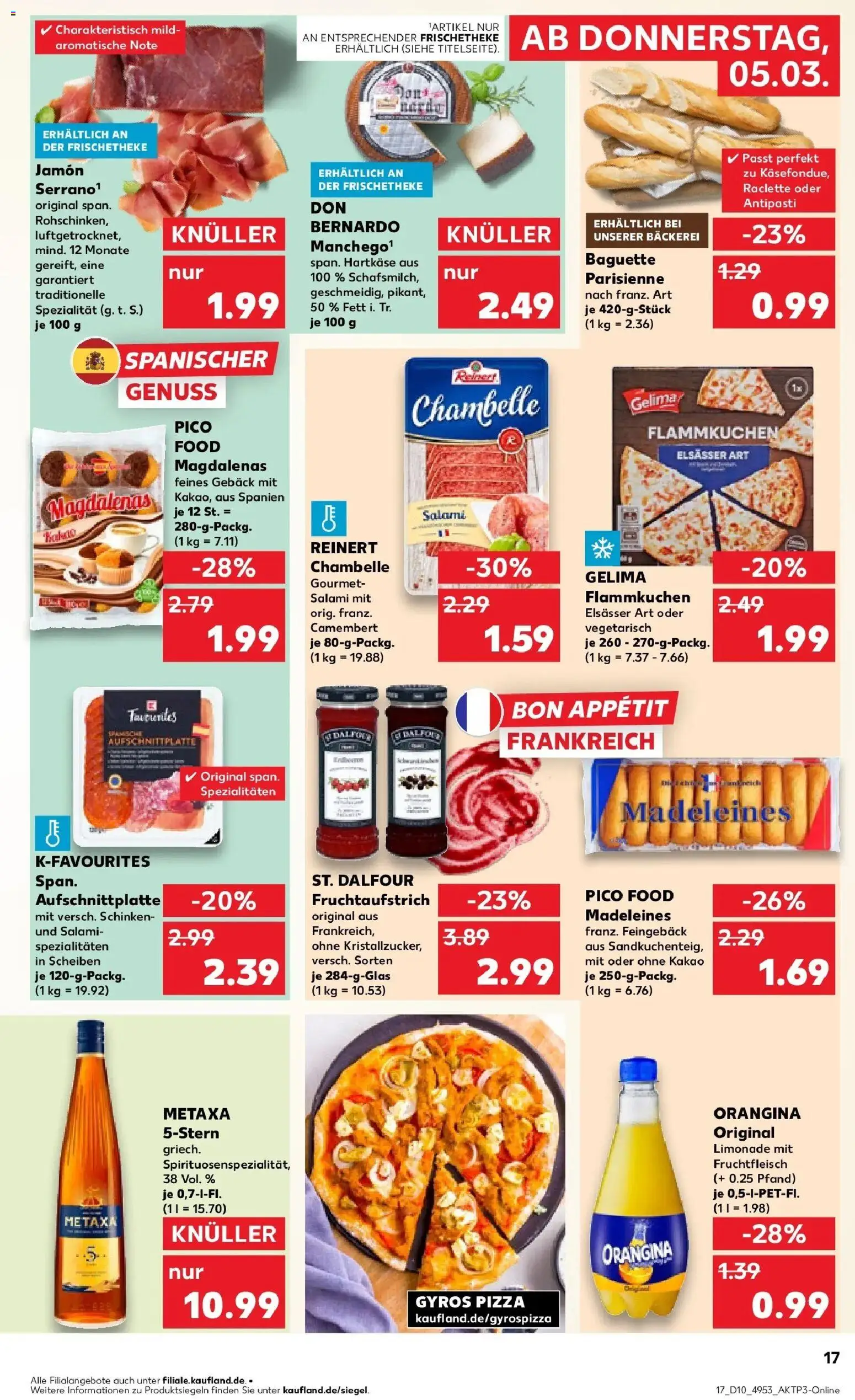 Kaufland Prospekt Hamm	 – gültig ab 02.03.2026 | Seite: 29 | Produkte: Bäckerei, Metaxa, Salami, Schinken