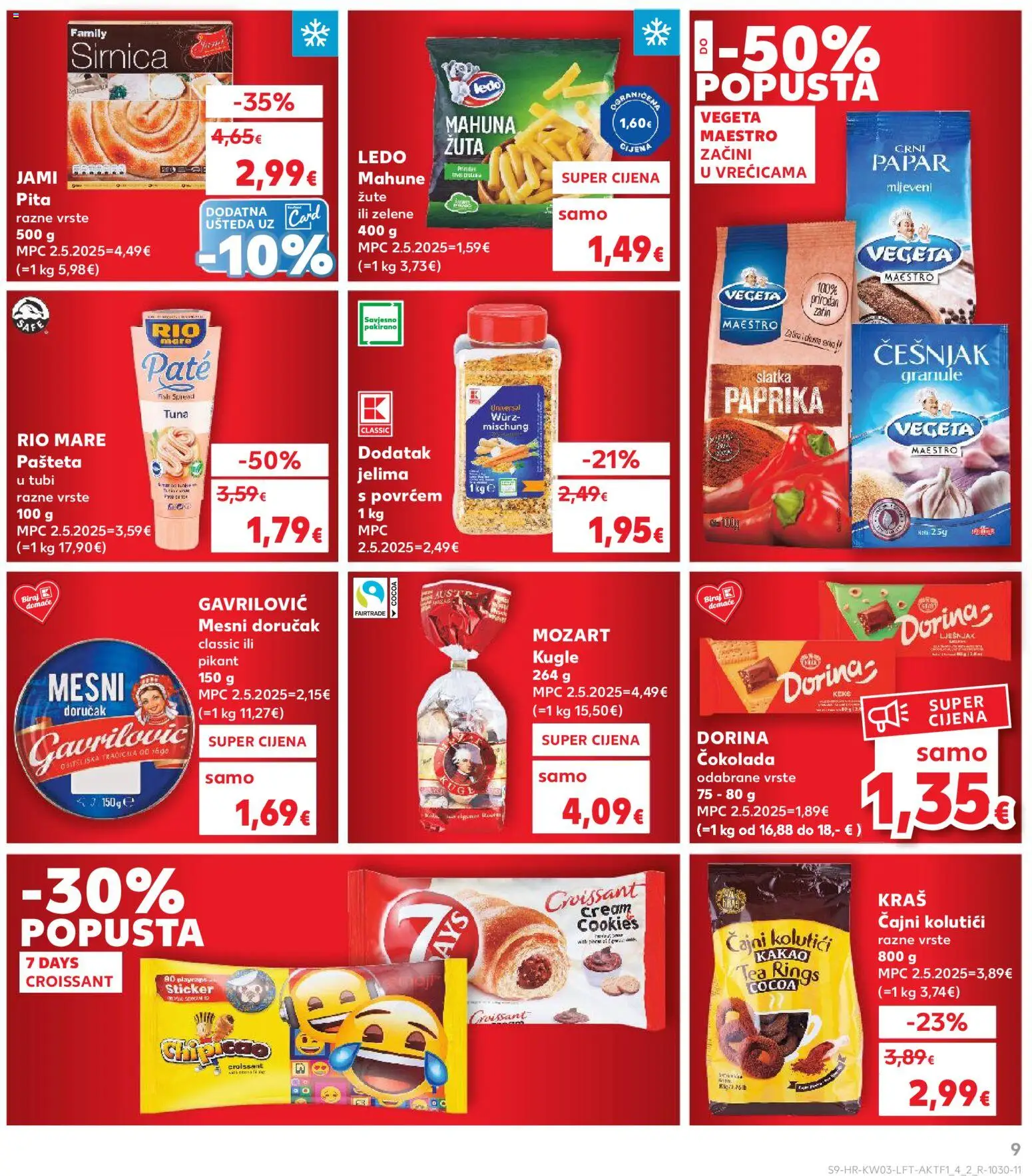 Kaufland katalog | vrijedi od 14.01.2026 | Stranica: 9 | Proizvodi: Čajni kolutići, Lješnjak, Pašteta, Vegeta
