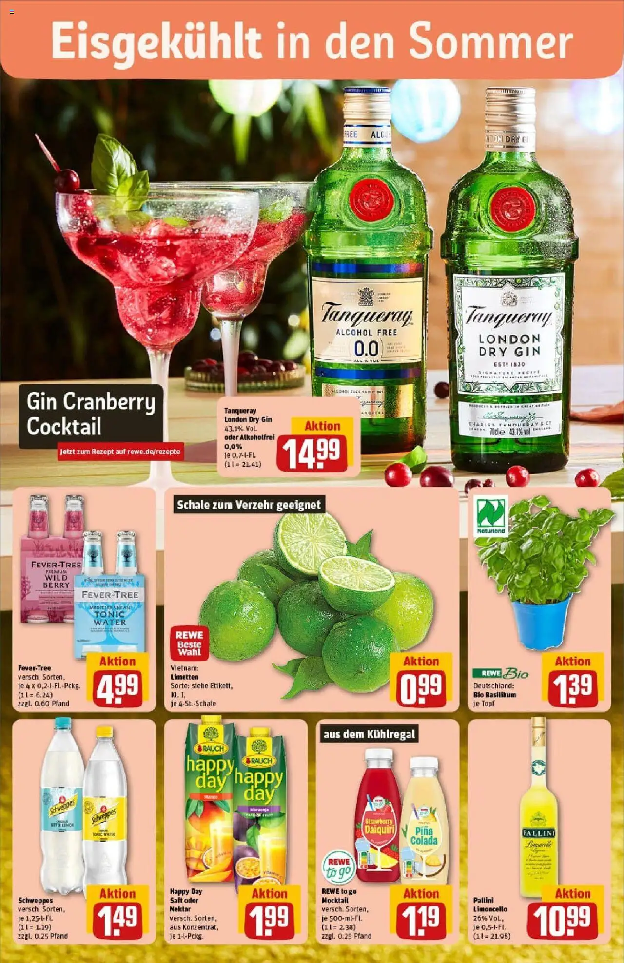 Rewe prospekt Lübeck	 - gültig ab dem 27.07.2025 | Seite: 4 | Produkte: Limetten, Schweppes, Mango, Gin
