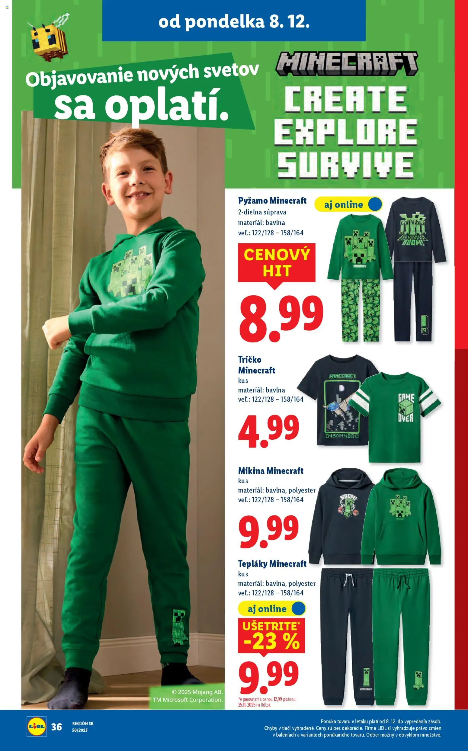 Nové Lidl akcie – leták je platný od 08.12.2025 | Strana: 52 | Produkty: Tričko, Mikina, Pyžamo
