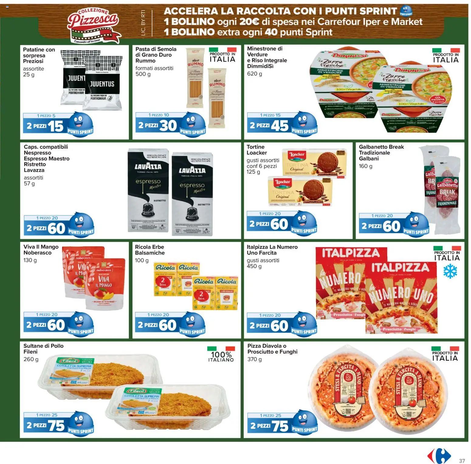 Volantino Carrefour del 17.02.2026 | Pagina: 37 | Prodotti: Minestrone, Pizza, Mango, Lavazza