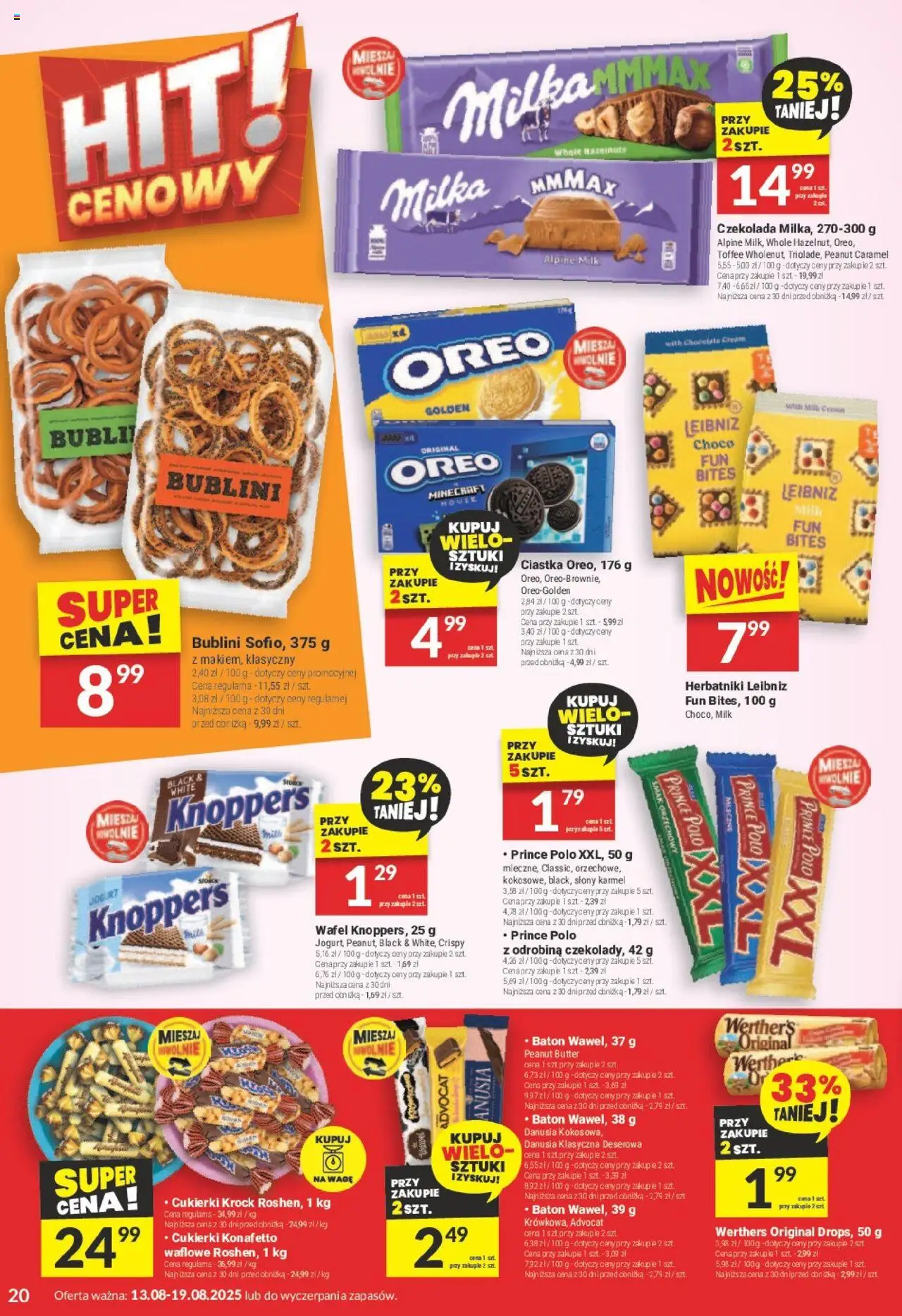 Twój Market Gazetka od 13.08.2025 | Strona: 20 | Produkty: Knoppers, Milka, Jogurt, Ciastka