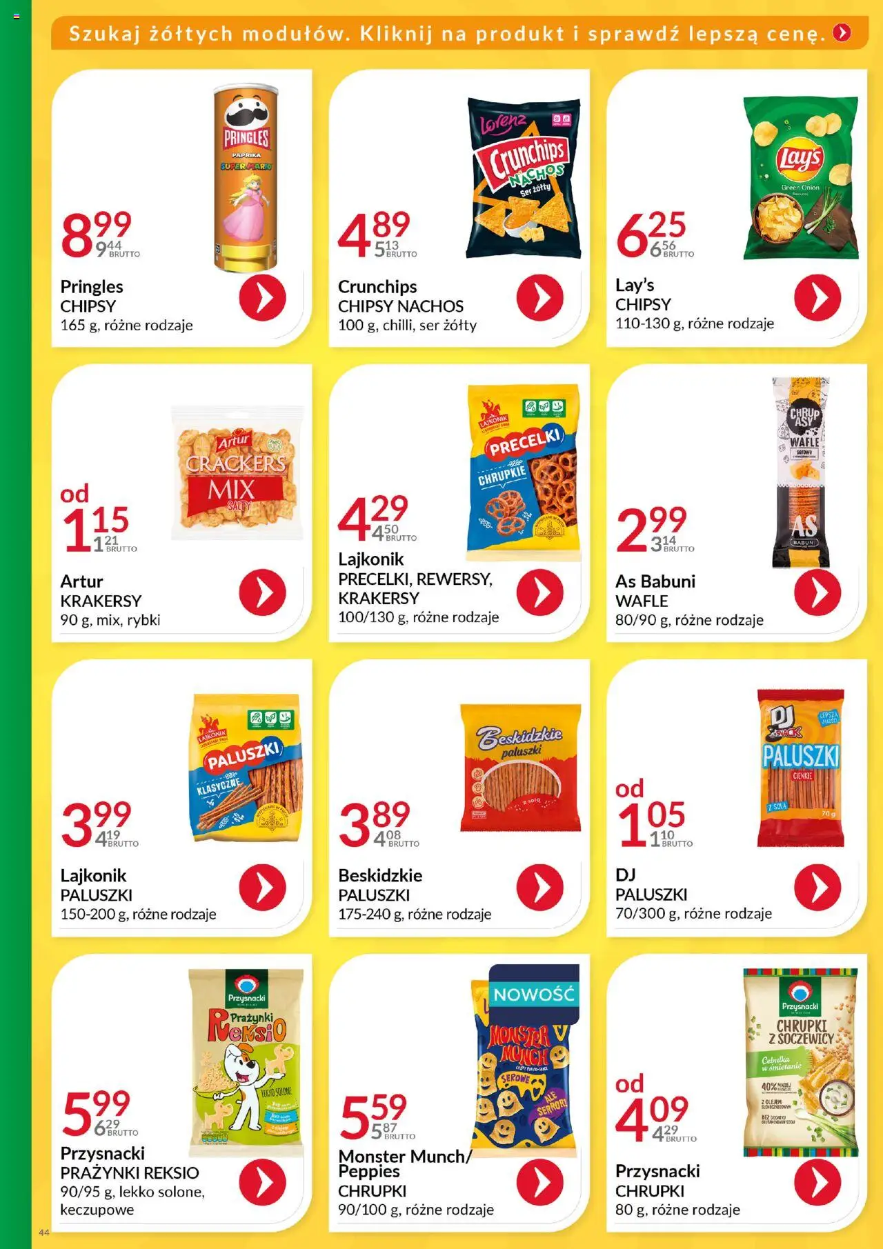 Eurocash Gazetka - Katalog Artykułów Spożywczych od 01.06.2025 | Strona: 44 | Produkty: Ser żółty, Chipsy, Wafle, Pringles