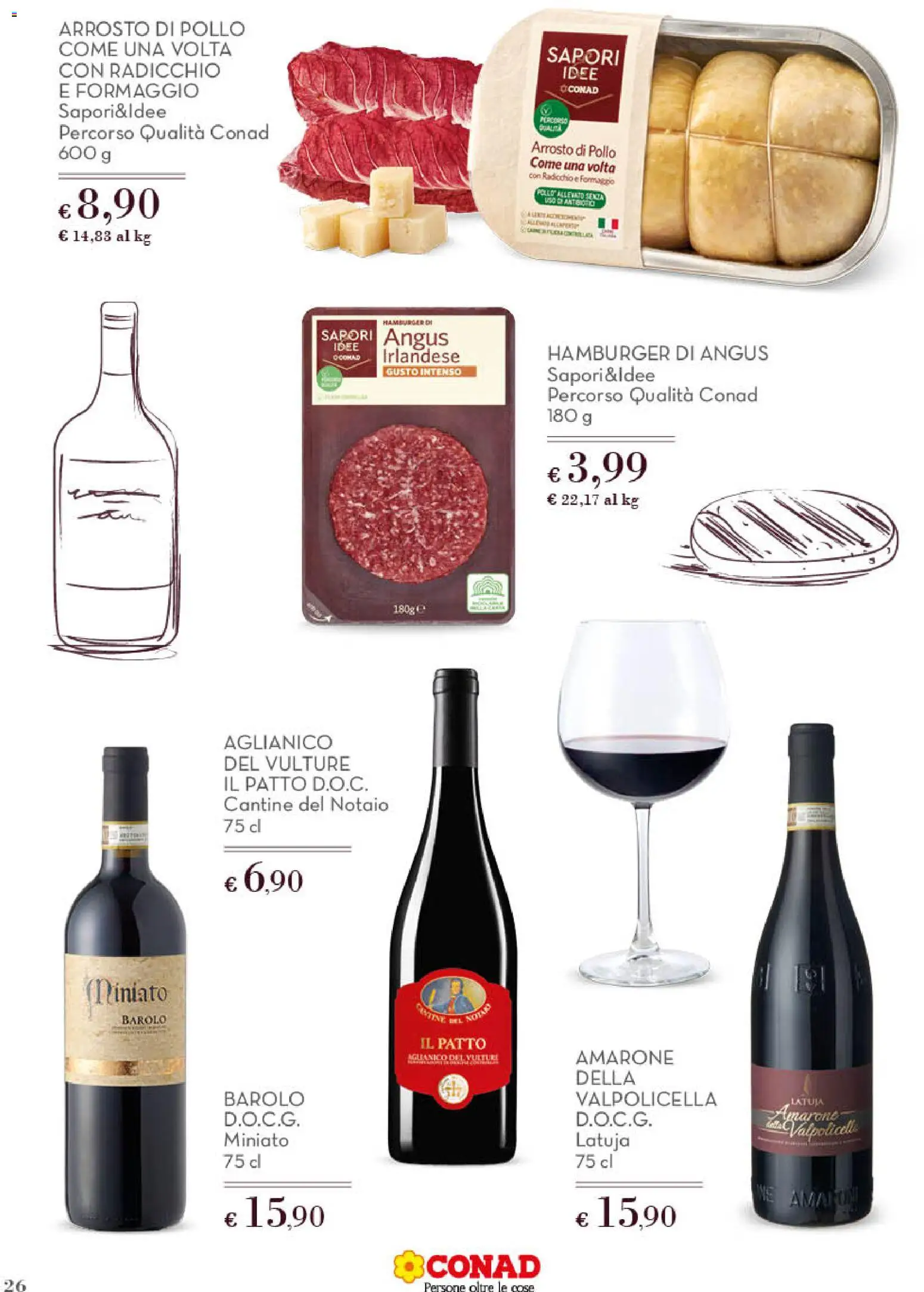 Volantino Conad del 01.12.2025 | Pagina: 26 | Prodotti: Arrosto, Pollo, Formaggio, Hamburger