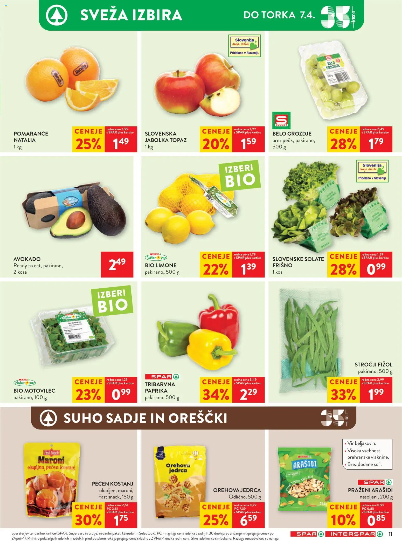 Novi Spar katalog ponudbe – veljaven od 01.04.2026 | Stran: 15 | Izdelki: Grozdje, Paprika, Kos, Jabolka