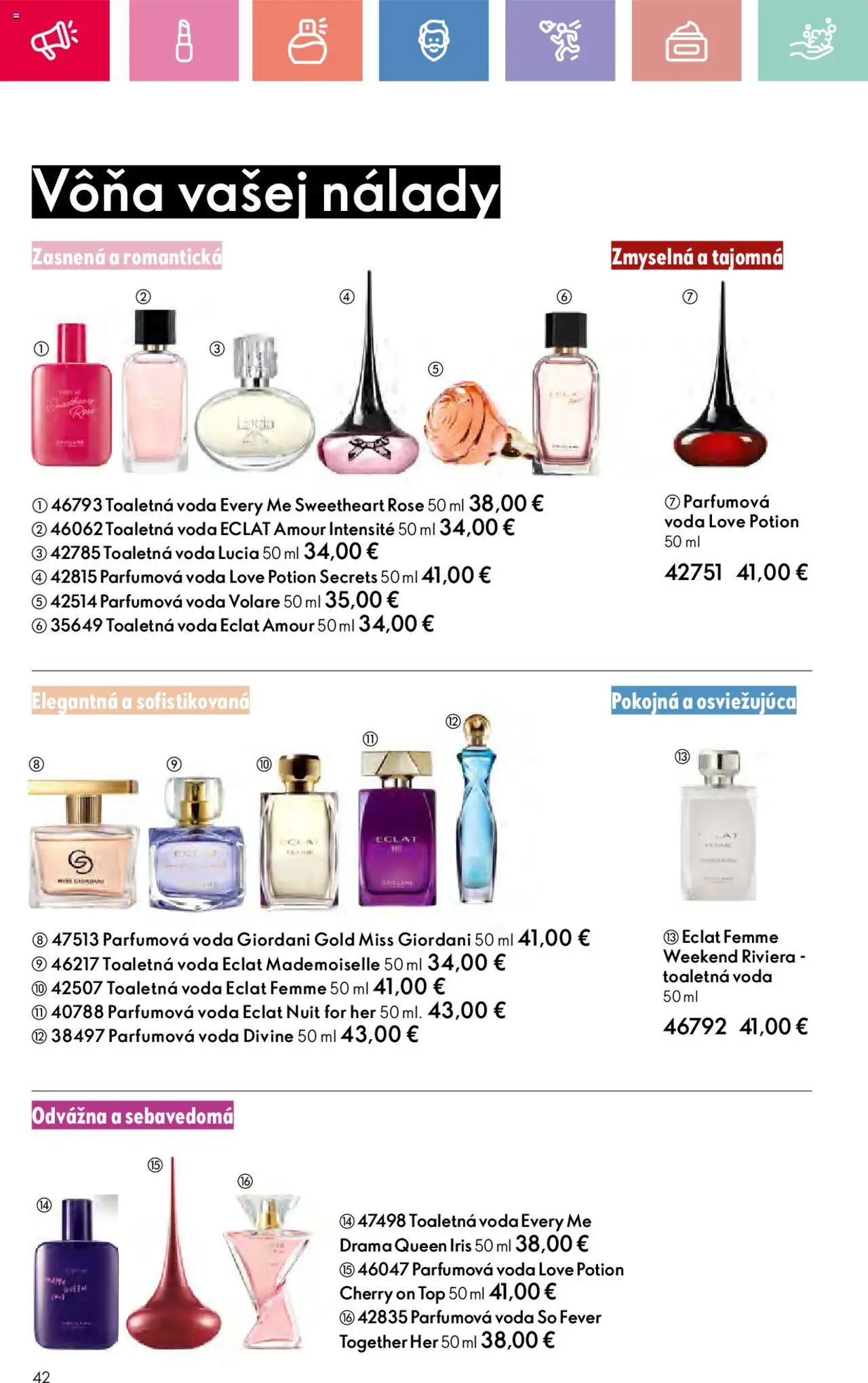 Katalóg Oriflame 12 2025 │ platný od 17.08.2025 | Strana: 42 | Produkty: Toaletná voda, Voda
