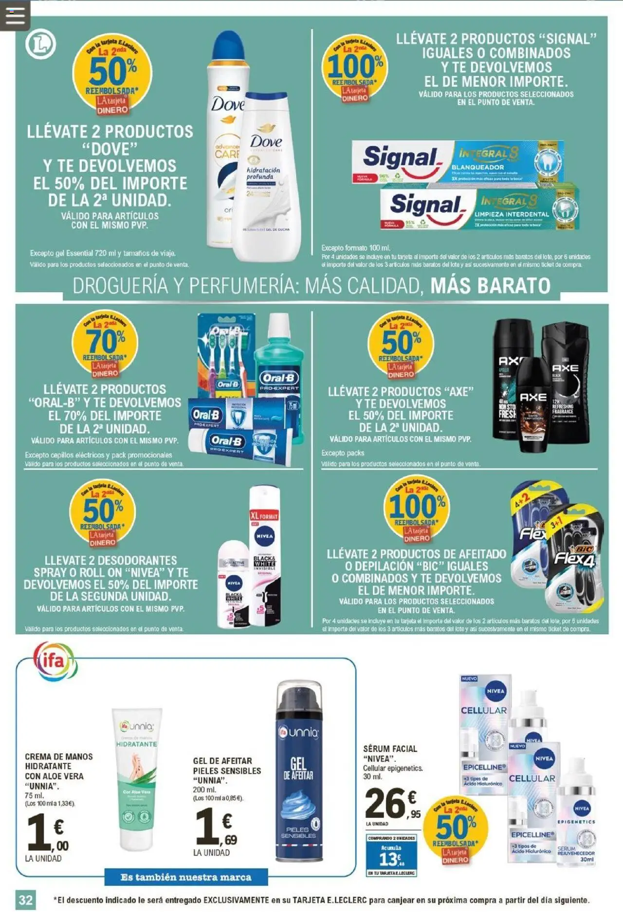 E.Leclerc folleto │ válido desde el 27.08.2025 | Página: 32 | Productos: Gel de afeitar, Crema de manos, Gel de ducha, Sérum