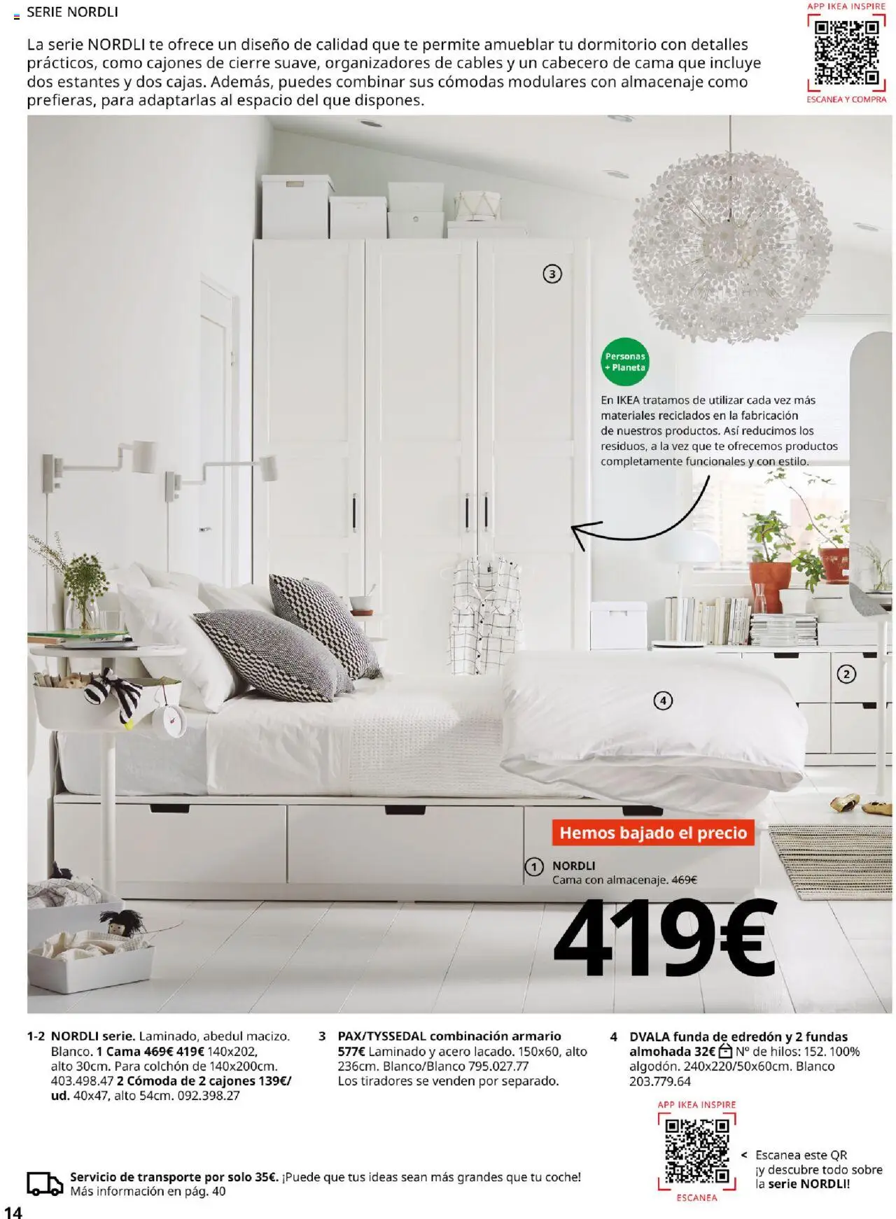 Catálogo IKEA Muebles para el dormitorio │ válido desde el 04.02.2025 | Página: 14 | Productos: Edredón, Funda, Cama, Almohada