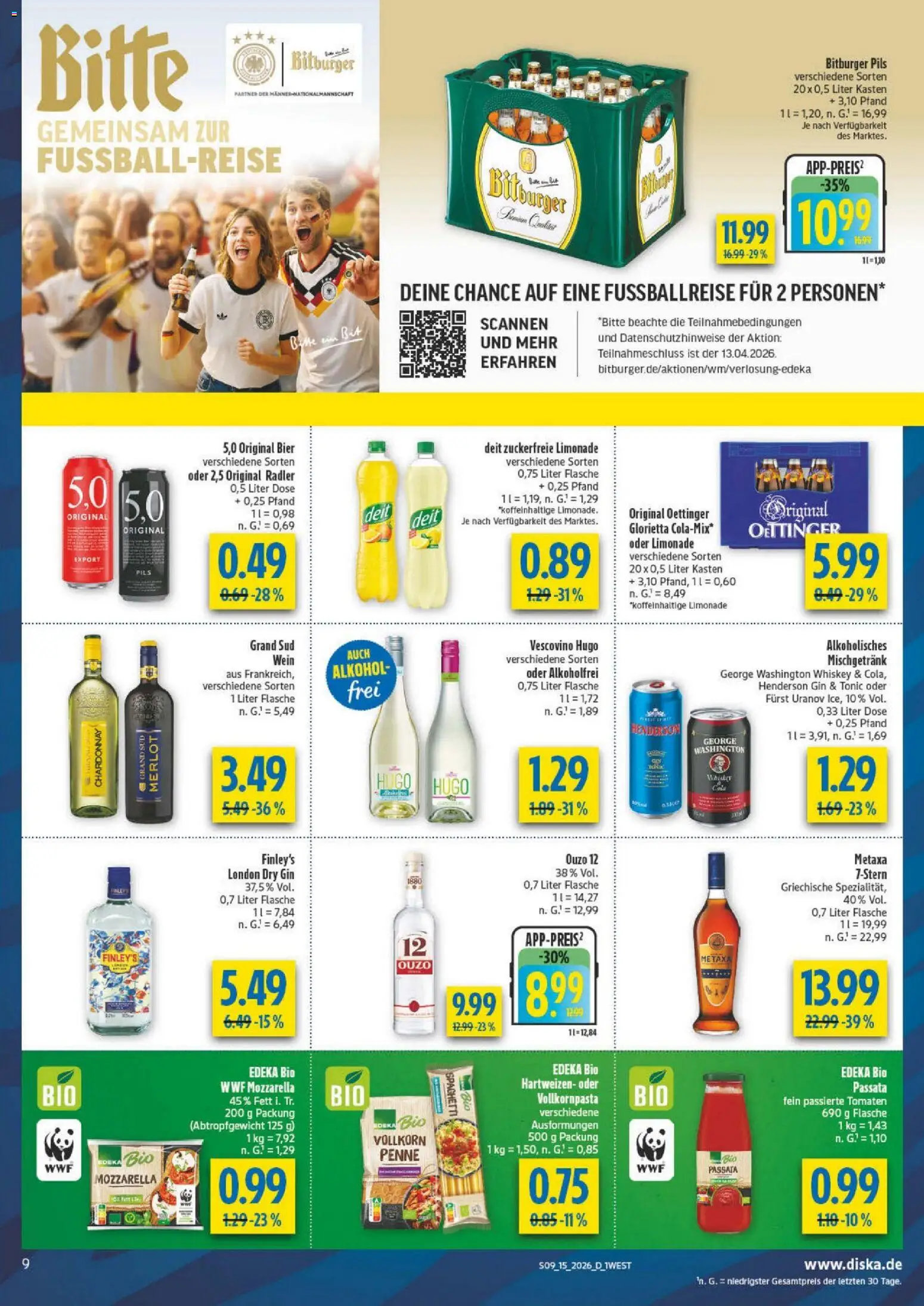 Diska - Diska Angebote Bayern KW15 – gültig ab 07.04.2026 | Seite: 9 | Produkte: Bier, Radler, Wein, Whiskey