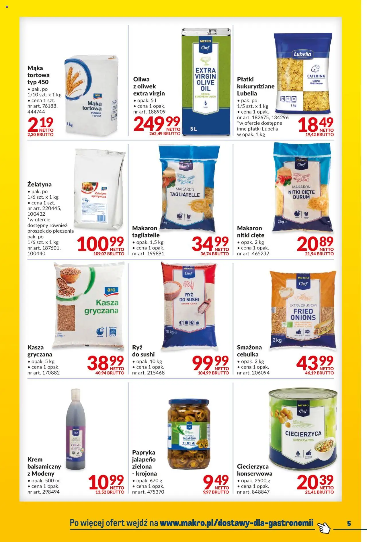 Makro Gazetka - Dostawy dla gastronomii od 19.08.2025 | Strona: 5 | Produkty: Kasza, Ciecierzyca, Sushi, Płatki
