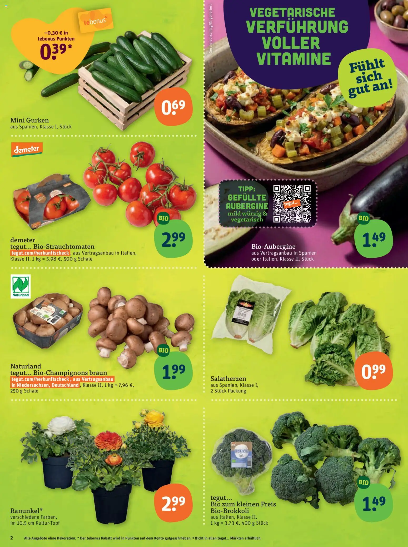 Tegut Prospekt 	 – gültig ab 16.03.2026 | Seite: 4 | Produkte: Aubergine, Gurken