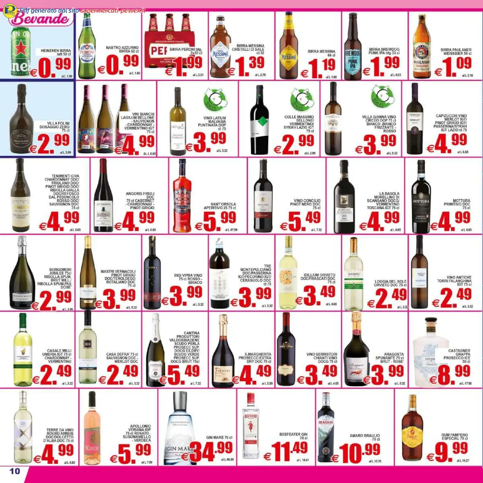 Volantino Pewex del 29.04.2026 | Pagina: 10 | Prodotti: Birra, Vino, Birra messina, Aperitivo