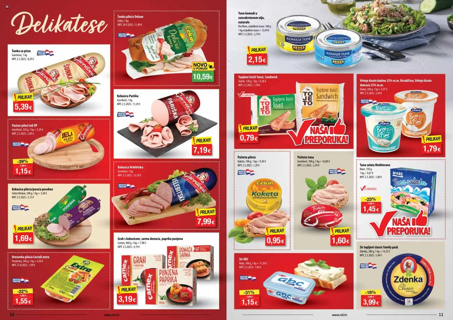 NTL katalog | vrijedi od 05.11.2025 | Stranica: 6 | Proizvodi: Sir, Pašteta, Kobasica, Parizer