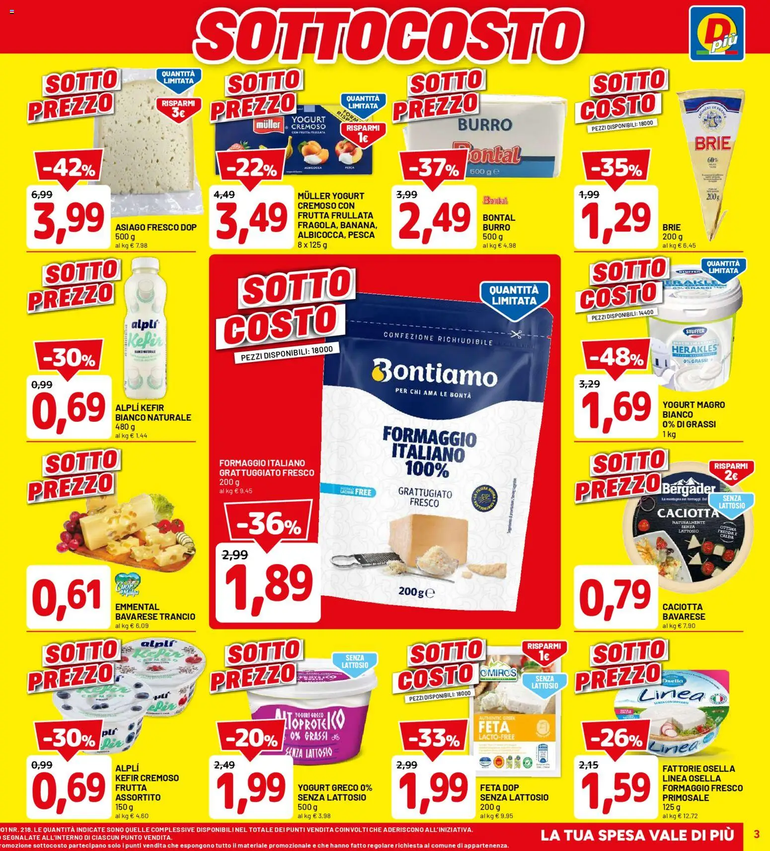 Volantino D Più del 09.04.2026 | Pagina: 3 | Prodotti: Formaggio, Pesca, Feta, Emmental