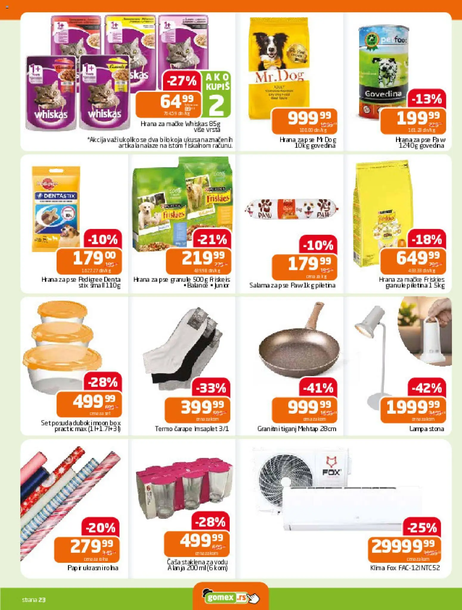 Gomex katalog - važi od 17.12.2025 | Strana: 23 | Proizvode: Hrana za mačke, Piletina, Whiskas, Klima