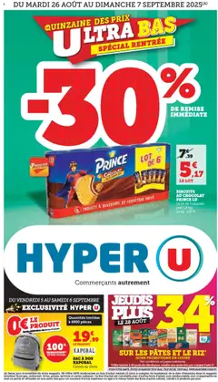 Hyper U - Prévisualisation de Hyper U Quinzaine des prix ultra bas Spécial rentrée valide à partir de 26.08.2025