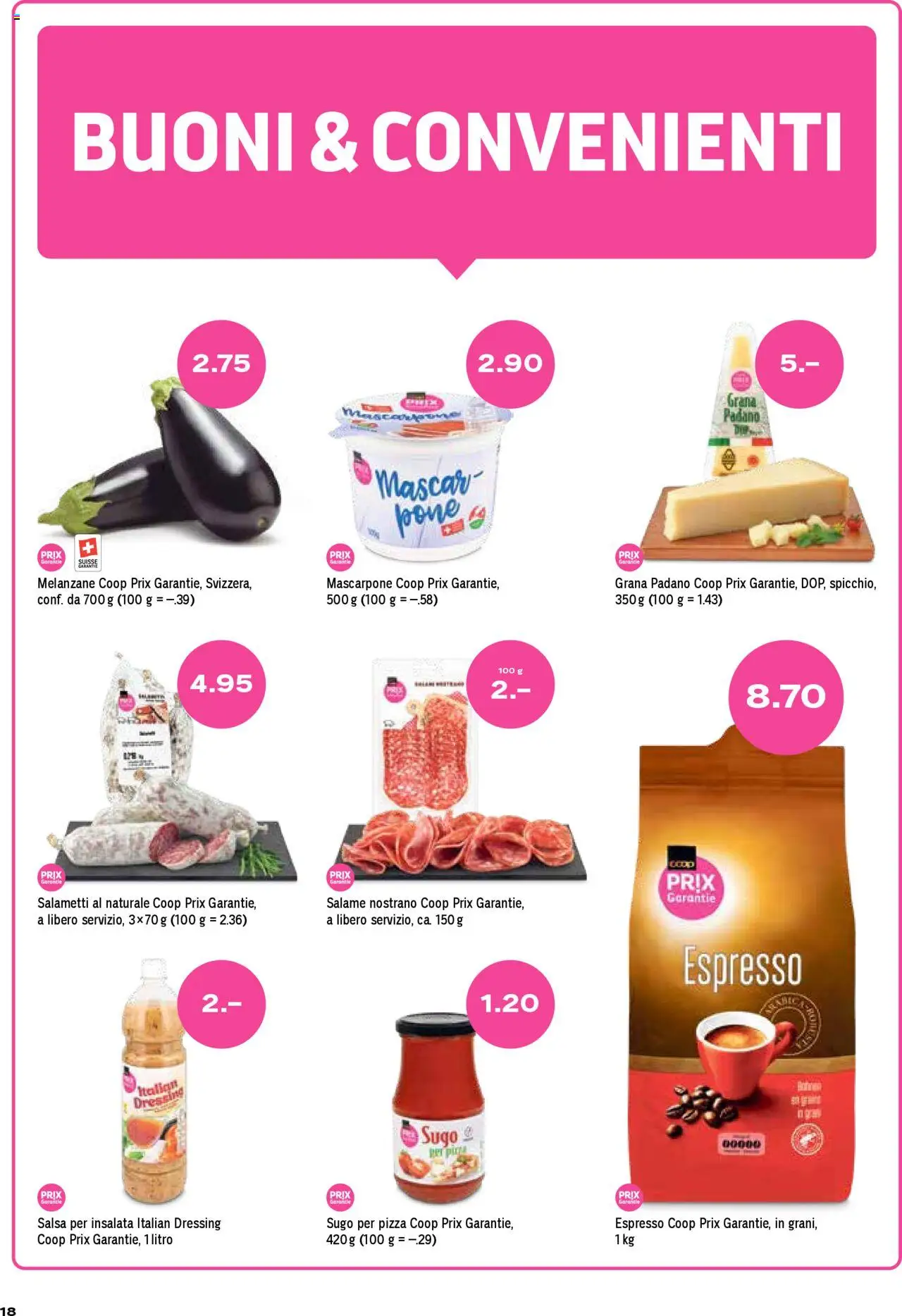 Coop - Una settimana di azioni ab 14.08.2025 | Seite: 18 | Produkte: Mascarpone, Dressing, Salami, Pizza