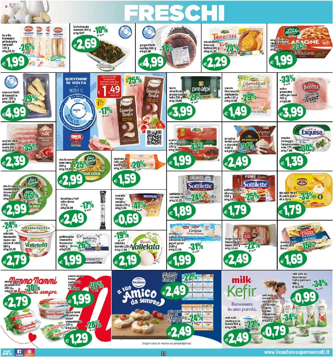Volantino Il Castoro del 08.10.2025 | Pagina: 10 | Prodotti: Prosciutto Cotto, Frutta, Lasagna, Burrata