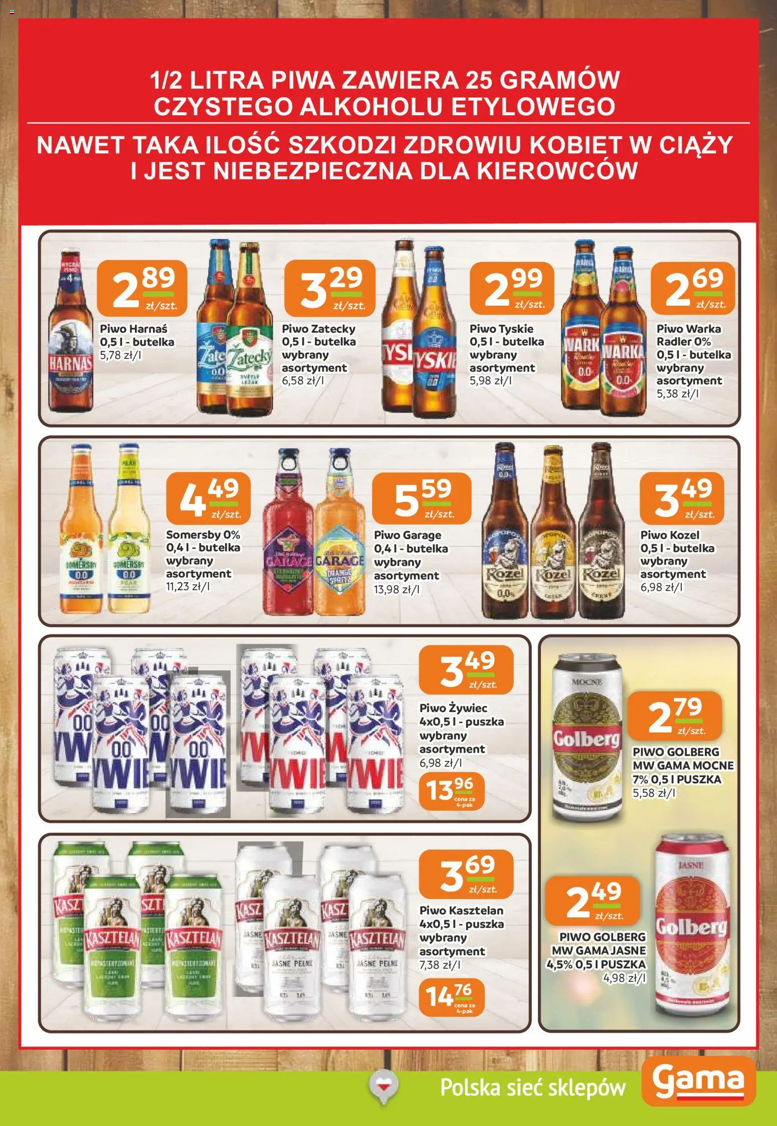 Gama gazetka od 09.04.2026 | Strona: 11 | Produkty: Piwo Warka, Harnaś, Piwo, Piwo kozel
