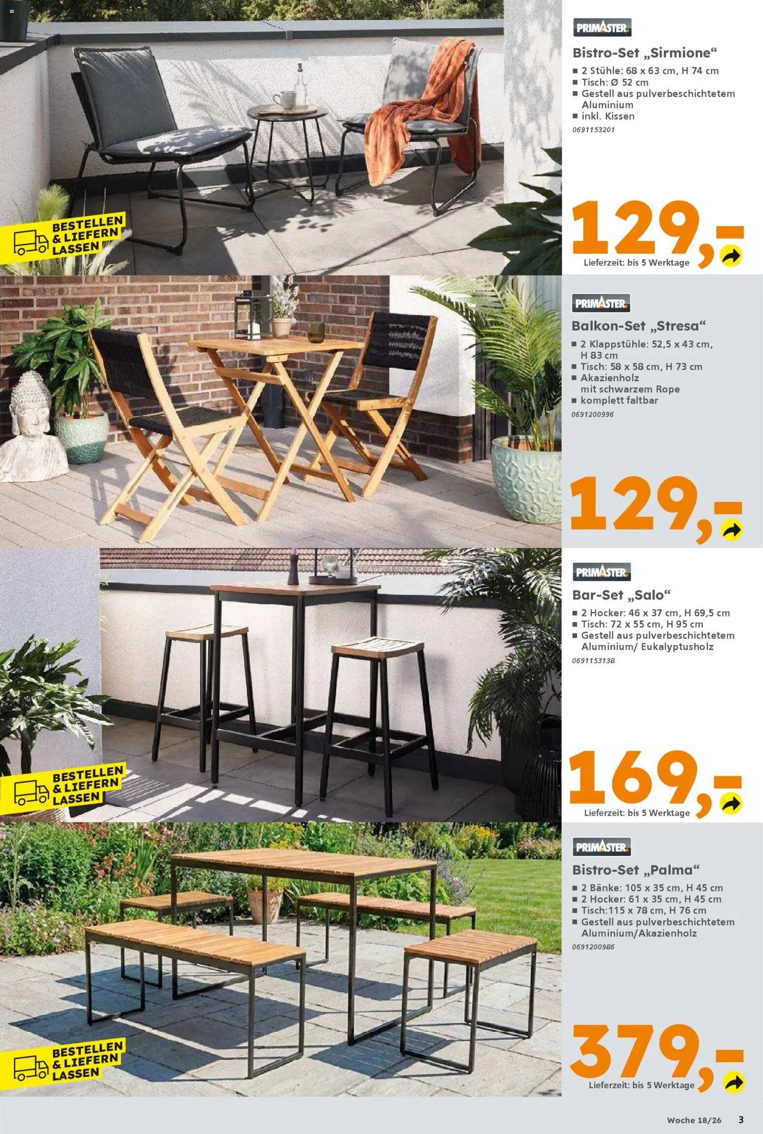 Globus Baumarkt Prospekt Berlin-Treptow	 – gültig ab 26.04.2026 | Seite: 3 | Produkte: Hocker, Kissen, Tisch