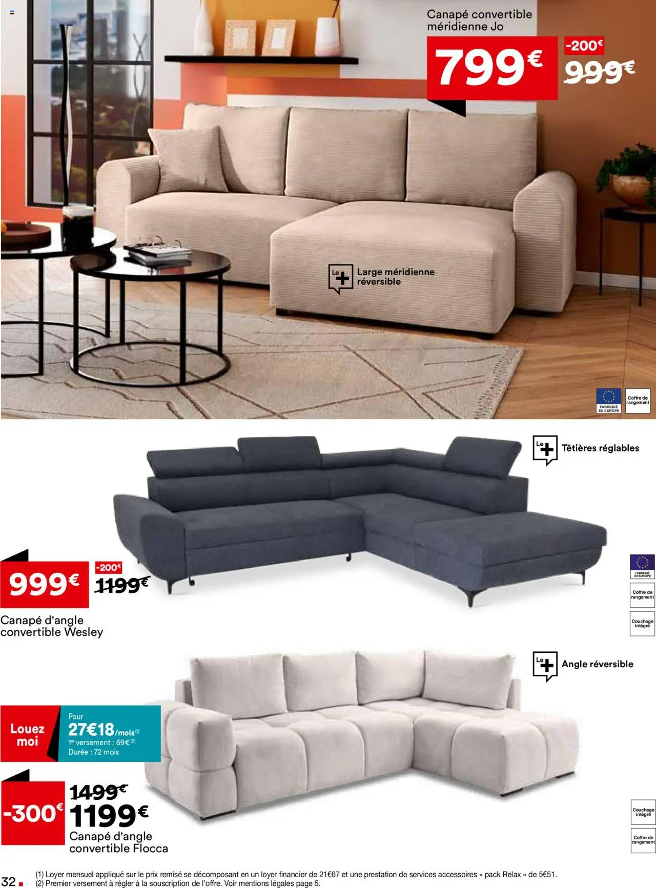  | Page: 32 | Produits: Canapé convertible, Canapé, Coffre de rangement