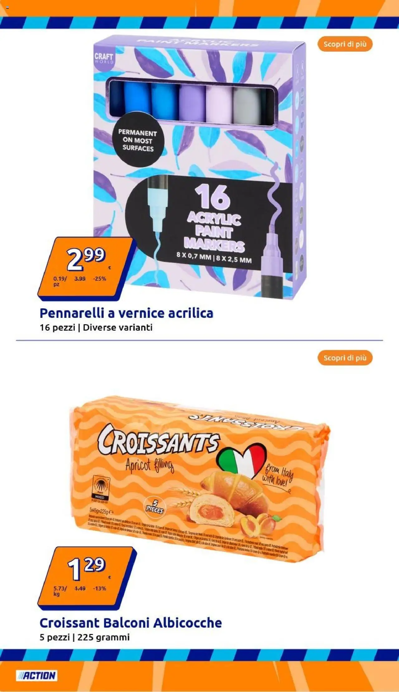 Volantino Action del 17.09.2025 | Pagina: 4 | Prodotti: Croissant, Albicocche, Pennarelli